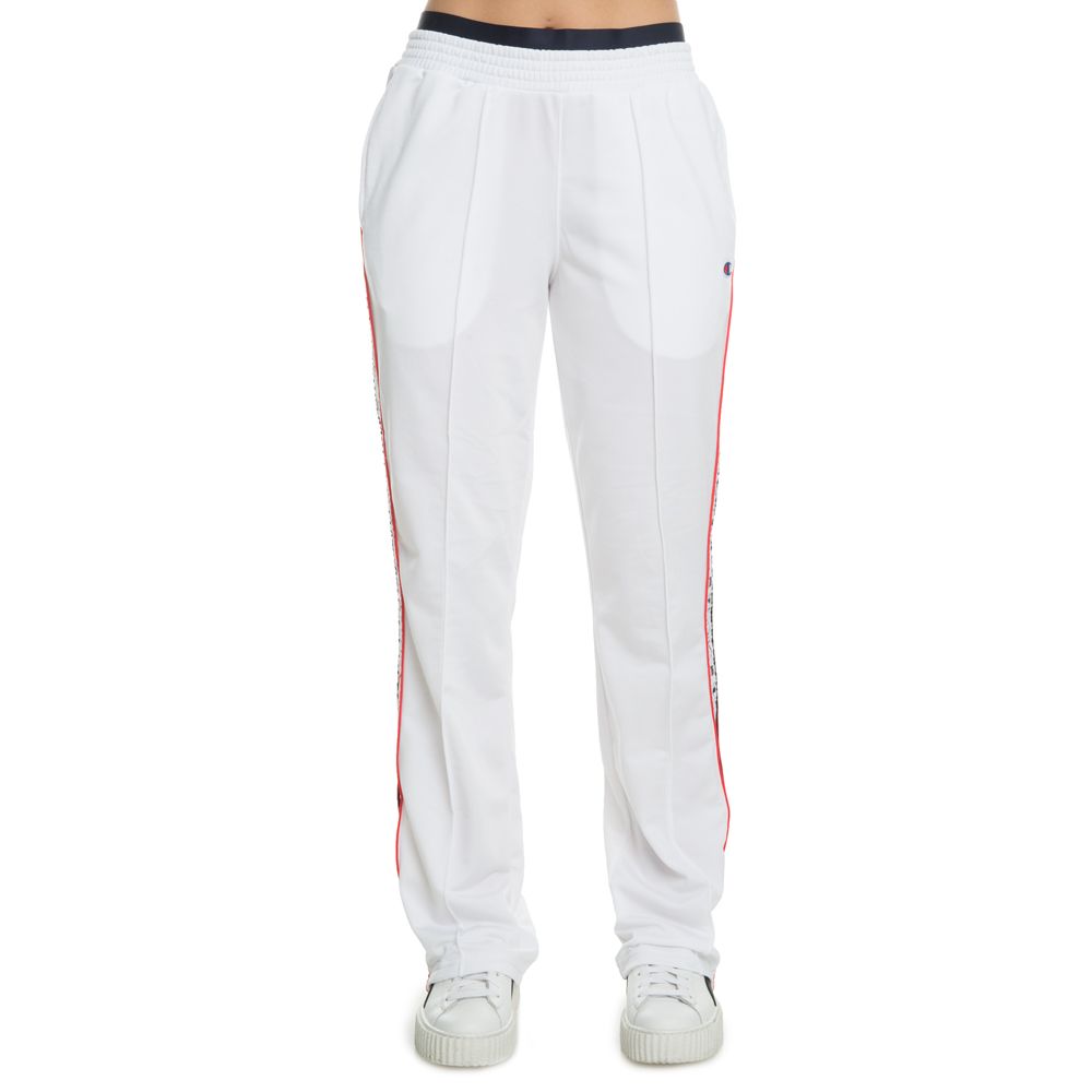 orange and white track pants