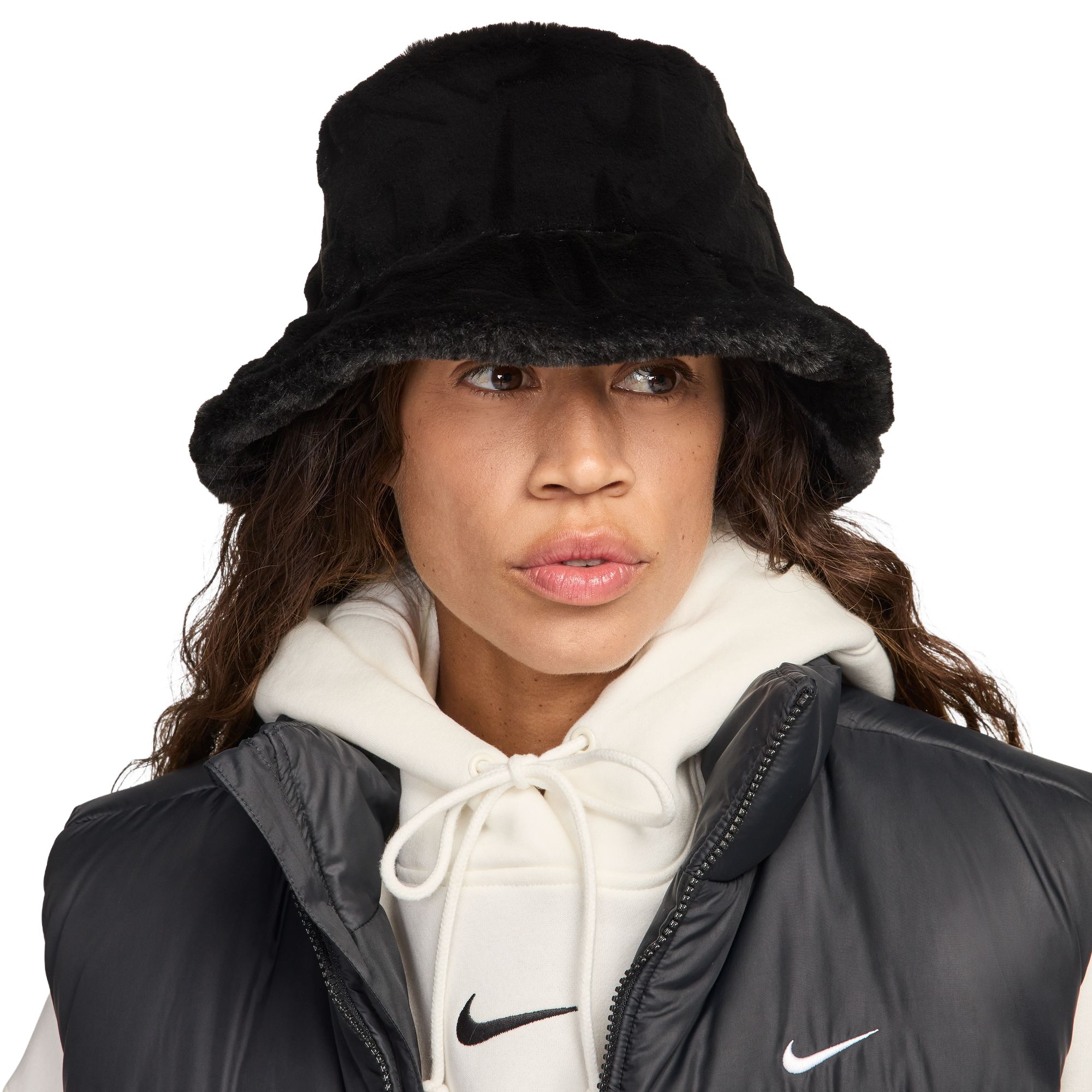 NIKE Apex Faux Fur Bucket Hat HF7194 010 - Shiekh