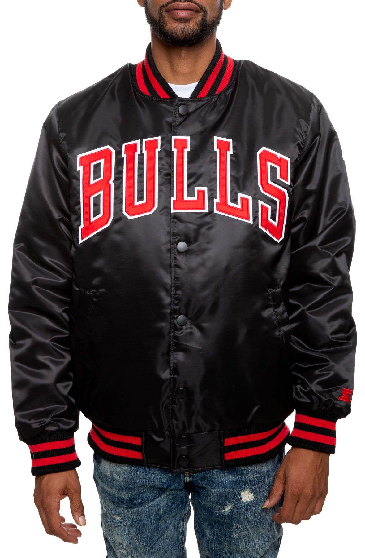 chicago bulls black satin jacket