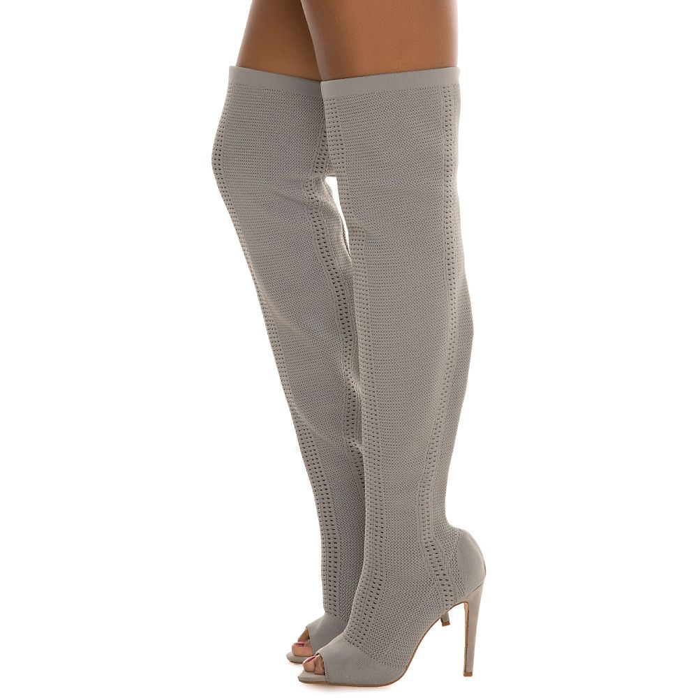 gray thigh high boots