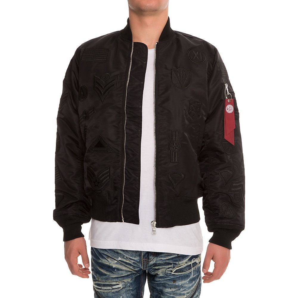 SMOKE RISE Men's MA 1 Bomber Patch Jacket JJ6095 BLK - Shiekh