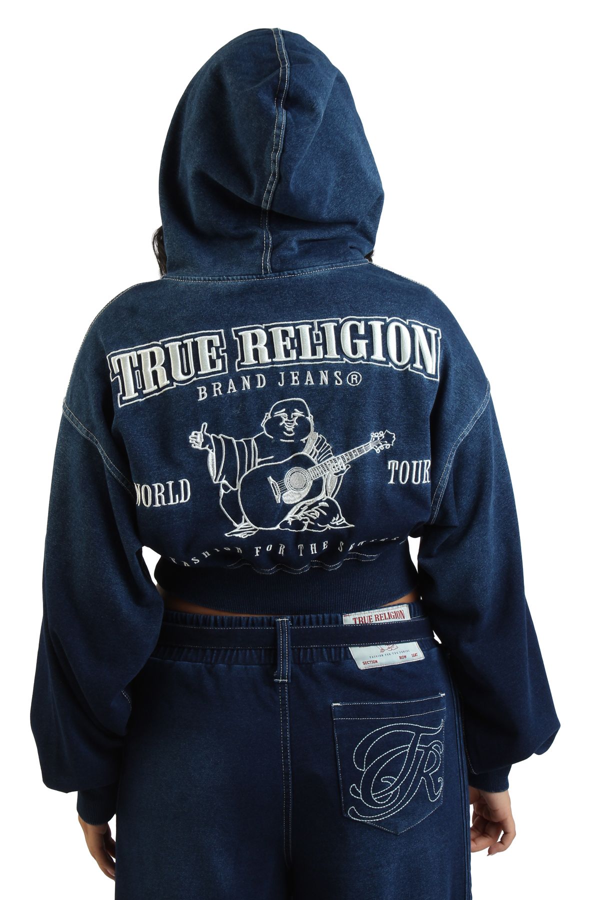 TRUE RELIGION Big T Buddha Crop Zip-Up Hoodie 210193C - Shiekh