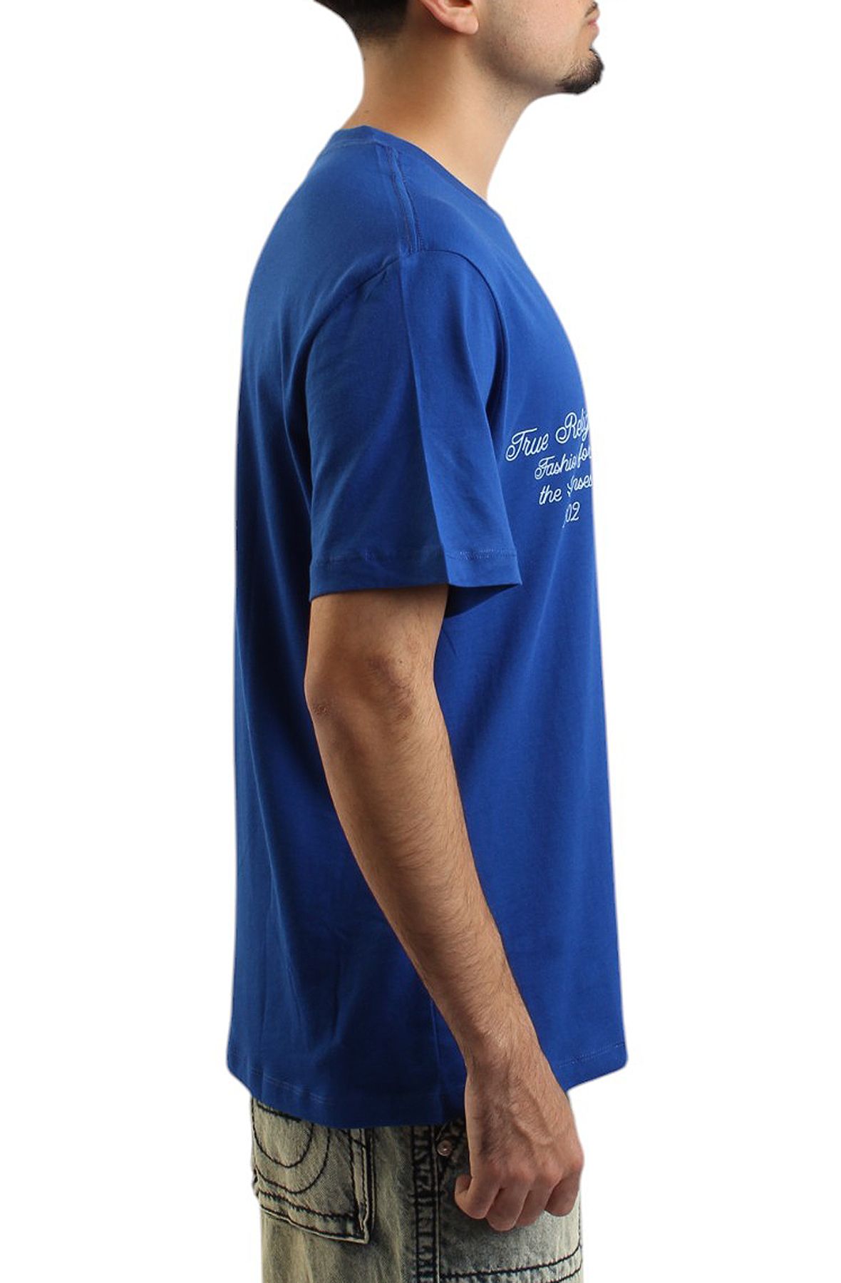トゥルーレリジョン　ラグビーシャツ　ネイビー　XL TRUE RELIGION HEAVYWEIGHT COLLEGIATE LOGO T-SHIRT 108918-MAZBLU