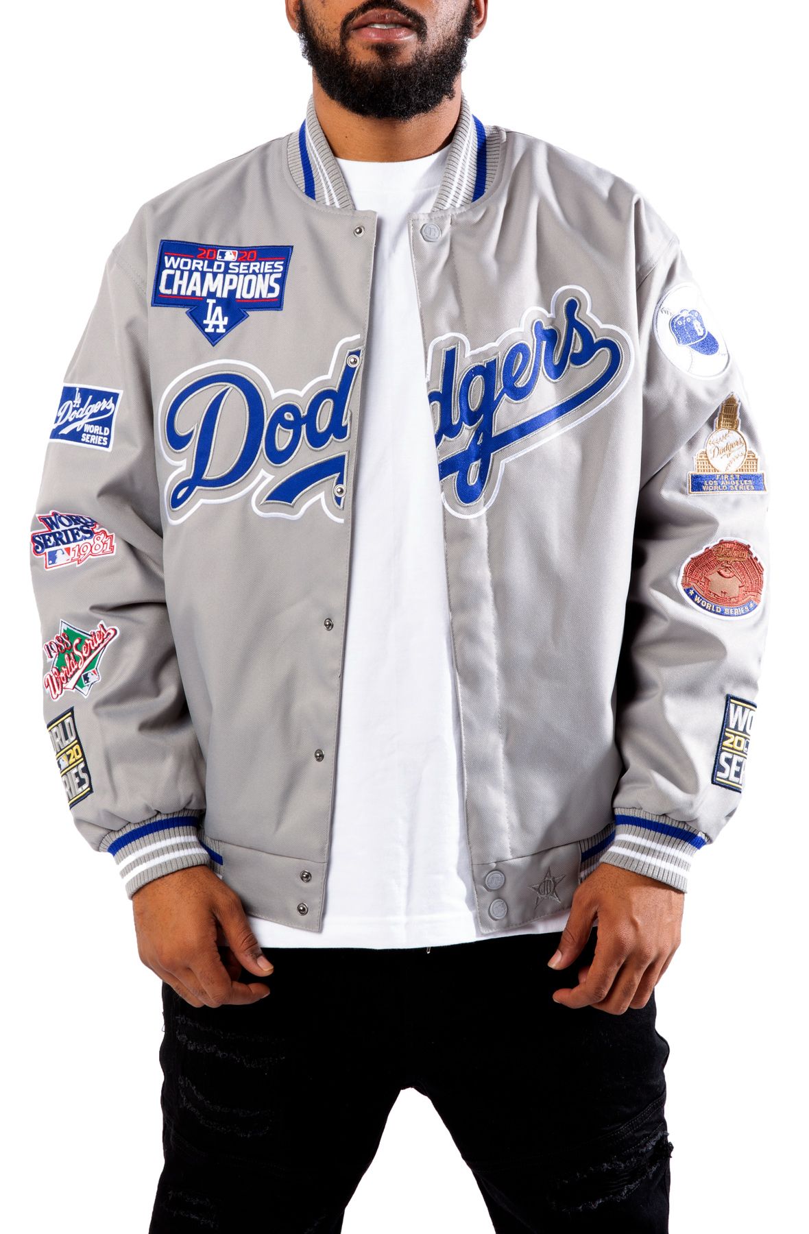 JH DESIGN Dodgers 7x Champions Jacket DODP03WS20GRY - Shiekh
