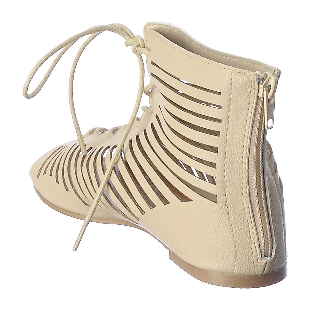 lace up sandals beige