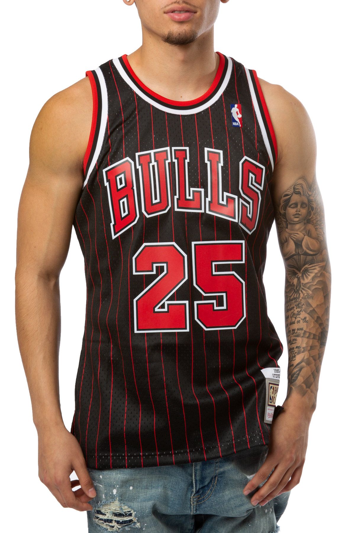 NBA Bulls 25 Steve Kerr White And Red Throwback Men Jersey