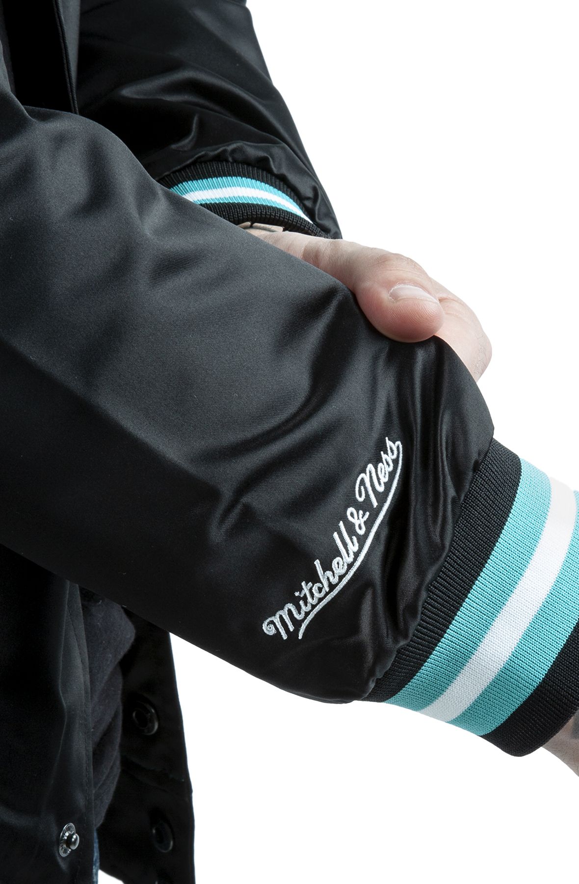 Mitchell and Ness Lightweight Satin Jacket Vancouver Grizzlies Black/Teal
