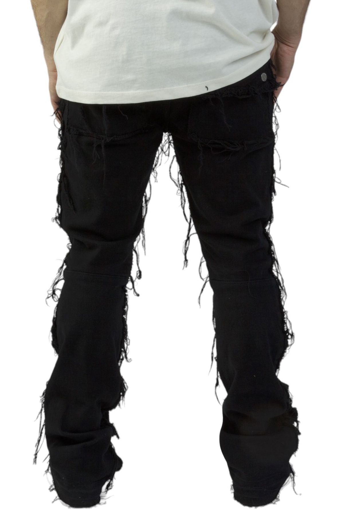 FIRST ROW Utility Cargo Stacked Jeans FRP3011-BLK - Shiekh