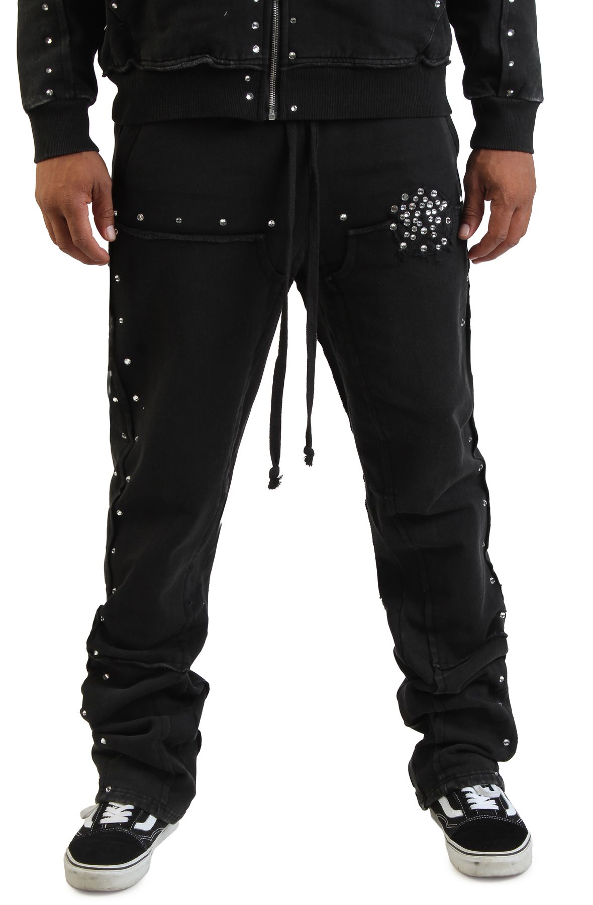 HUDSON Dazzle Stud Fleece Flare Joggers 606-BLK - Shiekh