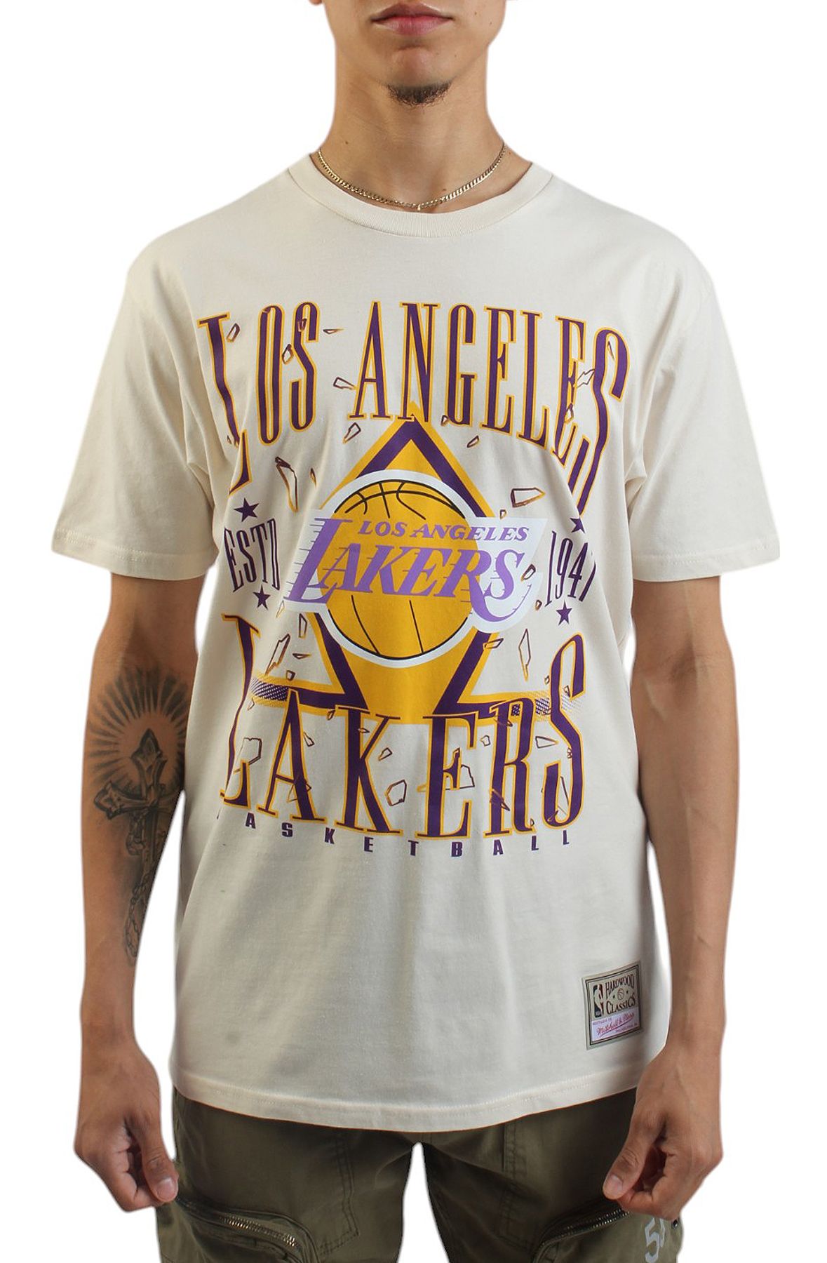 MITCHELL AND NESS NBA Los Angeles Lakers Shattered Lockup T MITCHELL AND NESS NBA Los Angeles Lakers Shattered Lockup T