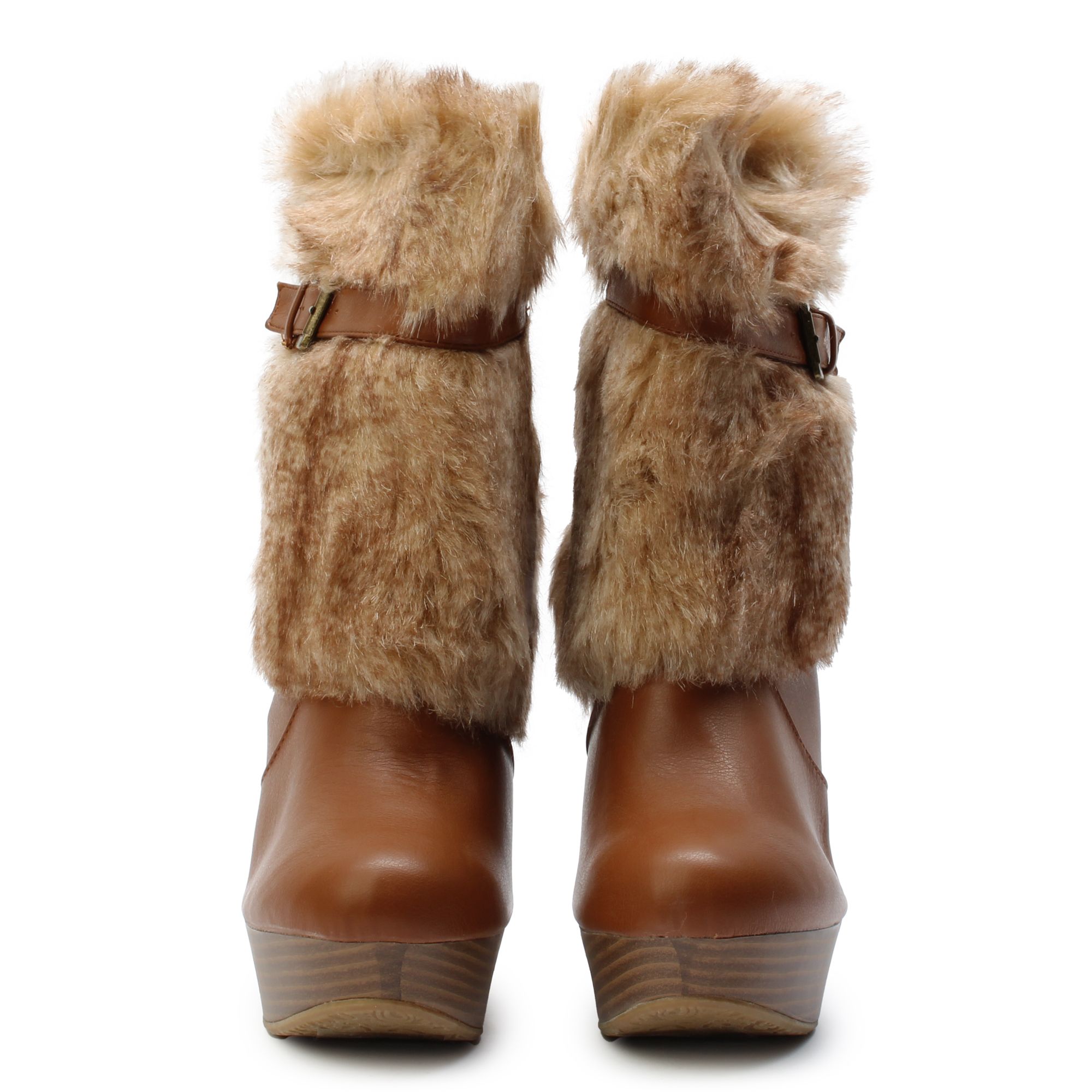 Furry on sale wedge boots