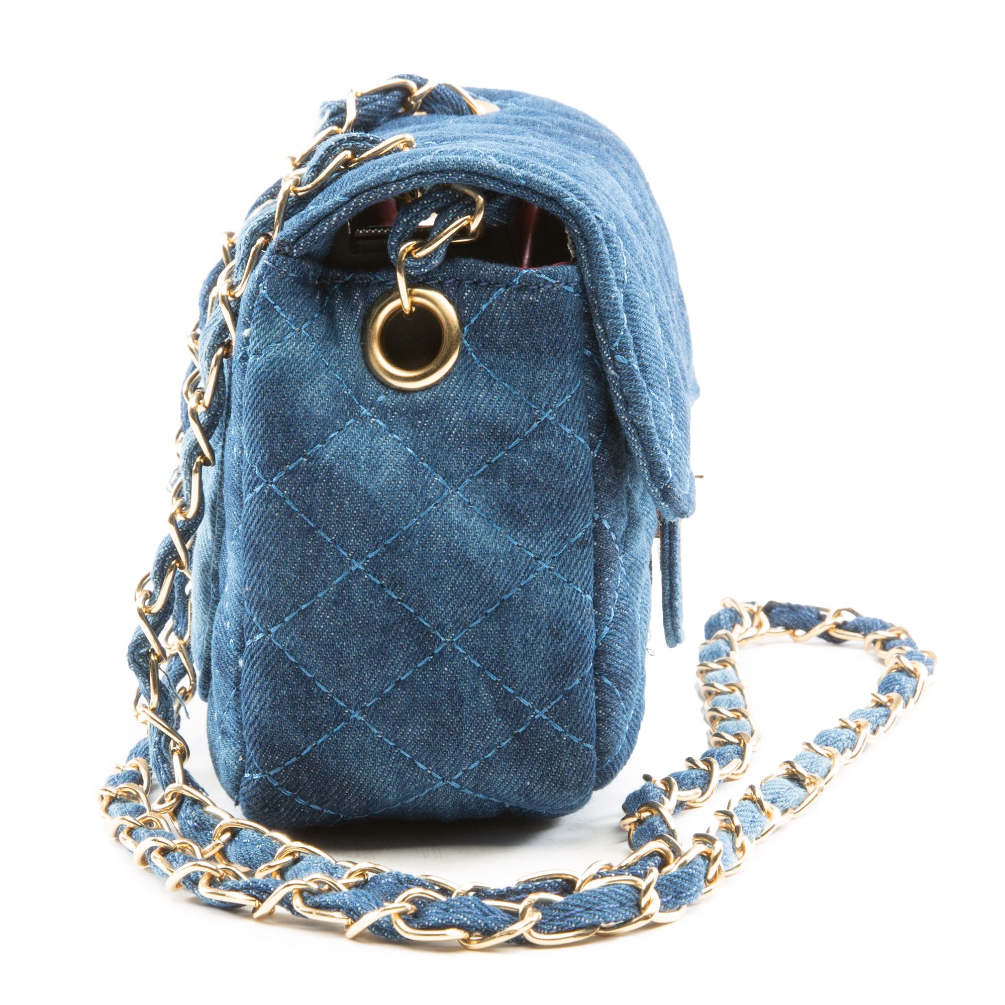 New Chanel 19 Dark Denim Blue Wash handbag classic lambskin bag gold  hardware quilted logo jeans