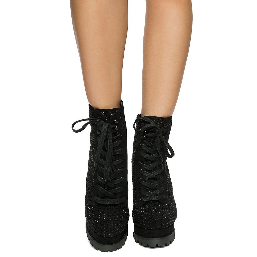 LILIANA Women's Montclair6 Combat Boots MONCLAIR6 BKFB Shiekh