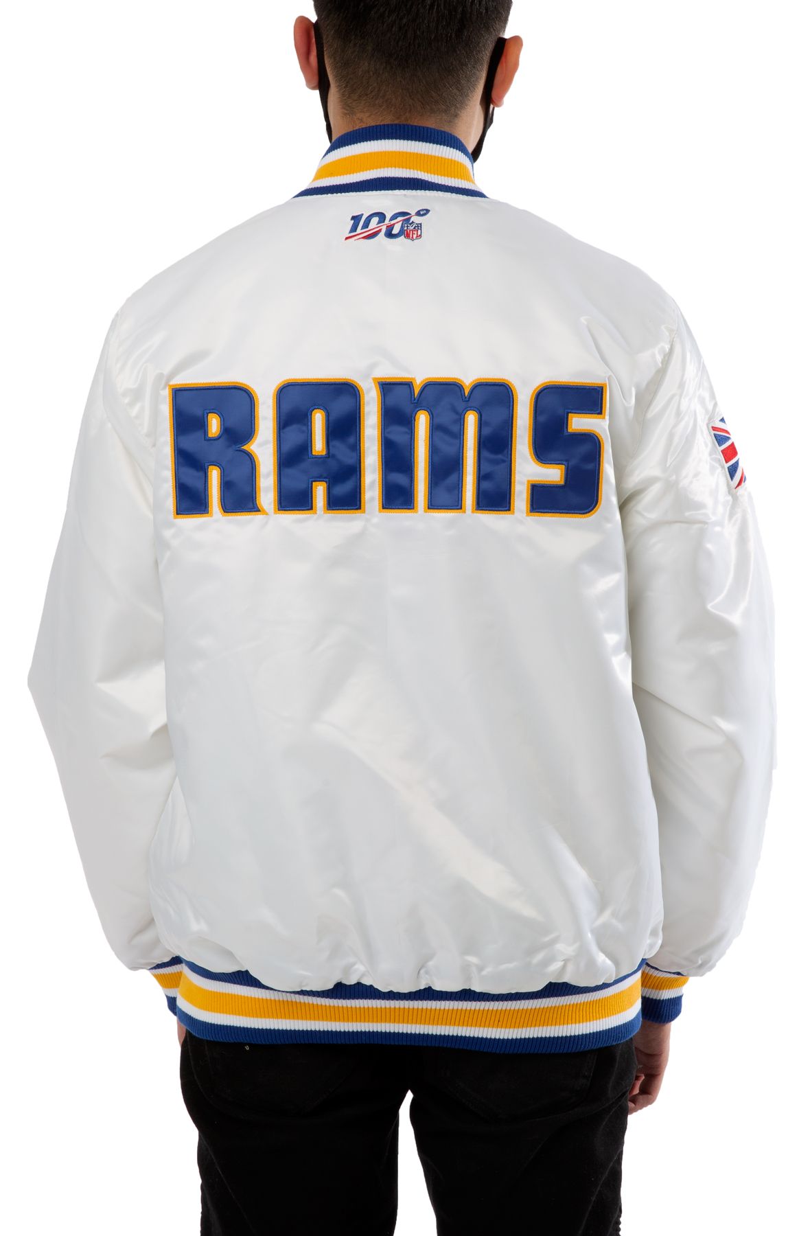 LOS ANGELES RAMS MEN'S TEAM ORIGINS VARSITY SATIN JACKET – JR'S SPORTS