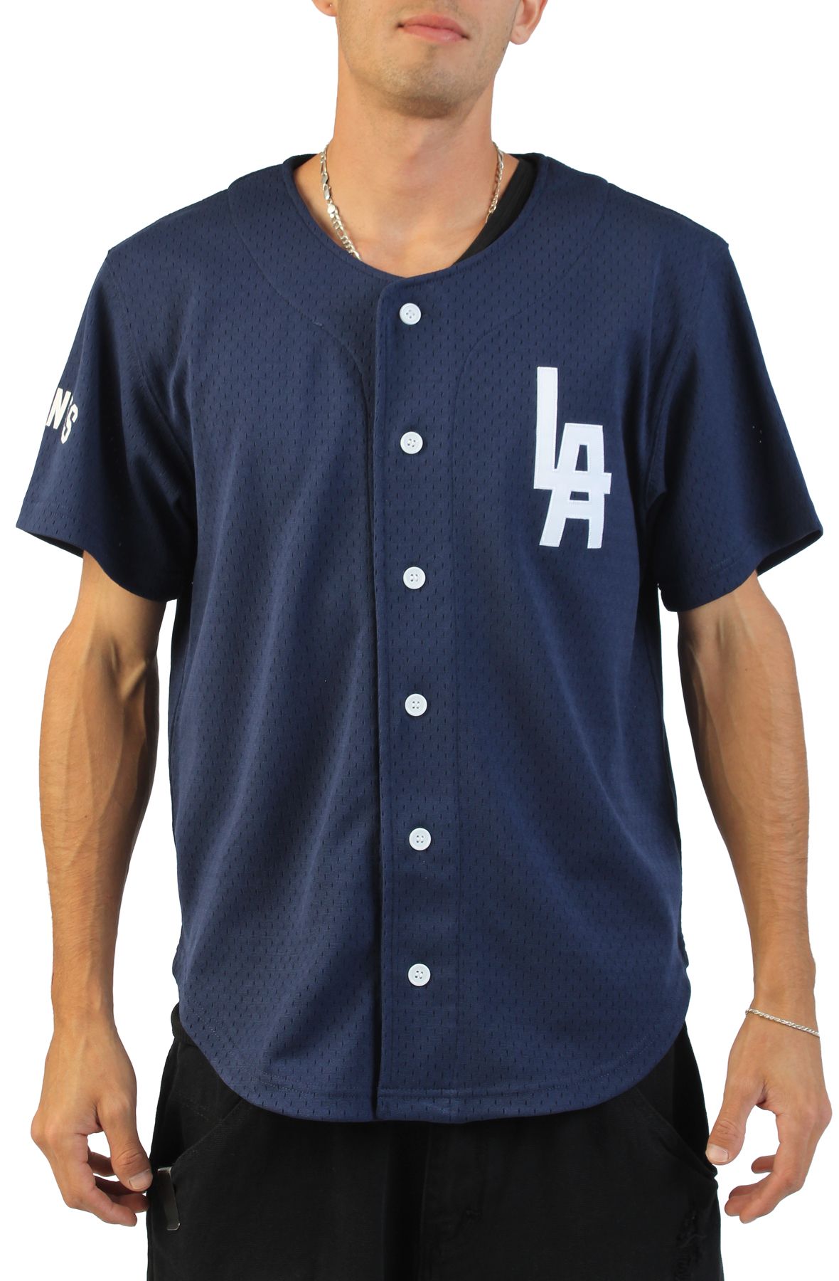 オ*ル様 新品 everyone  JERSEY ネイビー L MITCHELL AND NESS NLBM Authentic Mookie Betts #50 Los Angeles