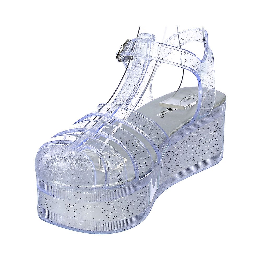 glitter jelly platform sandals
