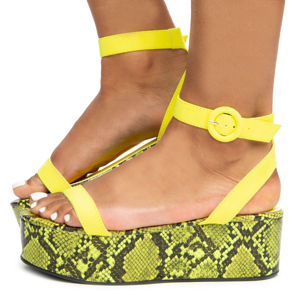 LILIANA Rasha-31 Two Strap Platform Sandals RASHA-31-YESN