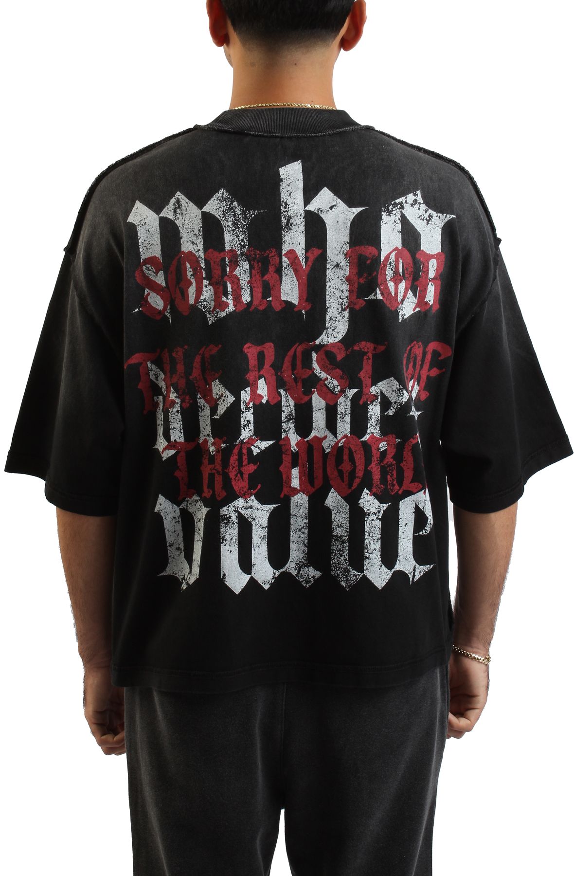 RARE PEACE Who Decides Crop T-Shirt RT5005-BLK - Shiekh