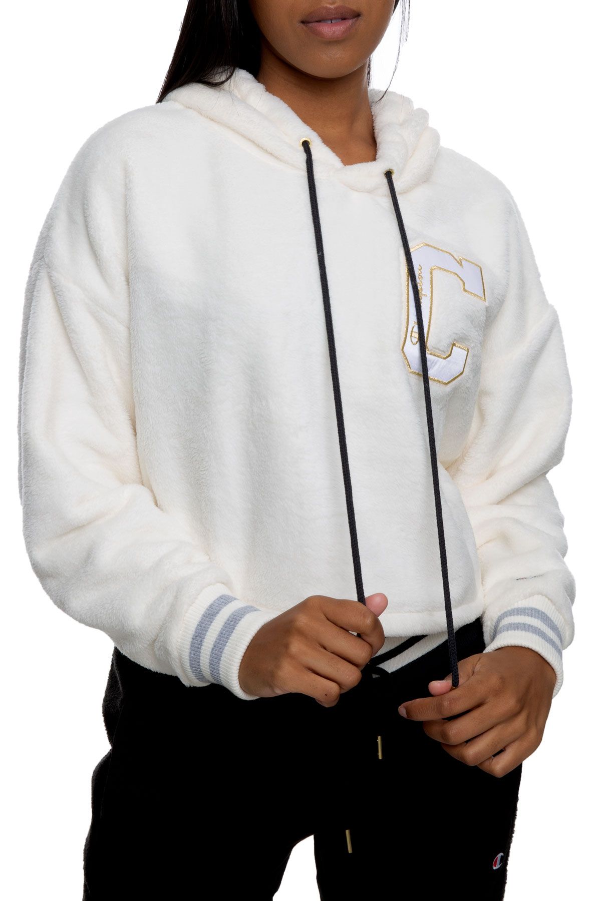 champion cropped white hoodie