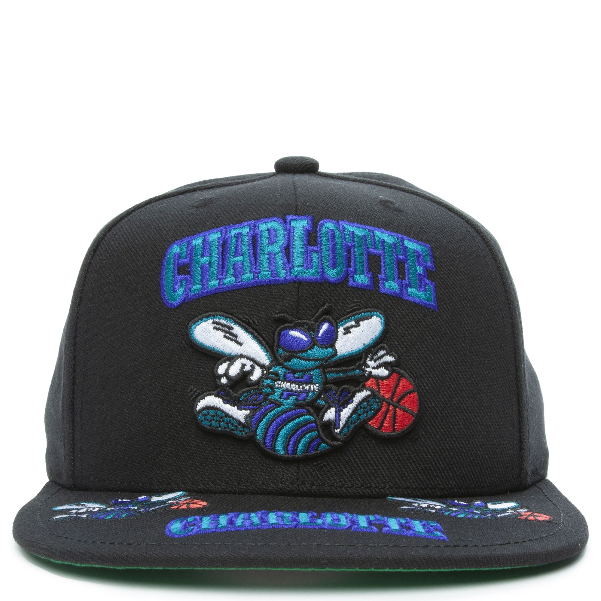 CHARLOTTE HORNETS FRONT LOADED SNAPBACK HAT HHSS2997-CHOYYPPPBLCK