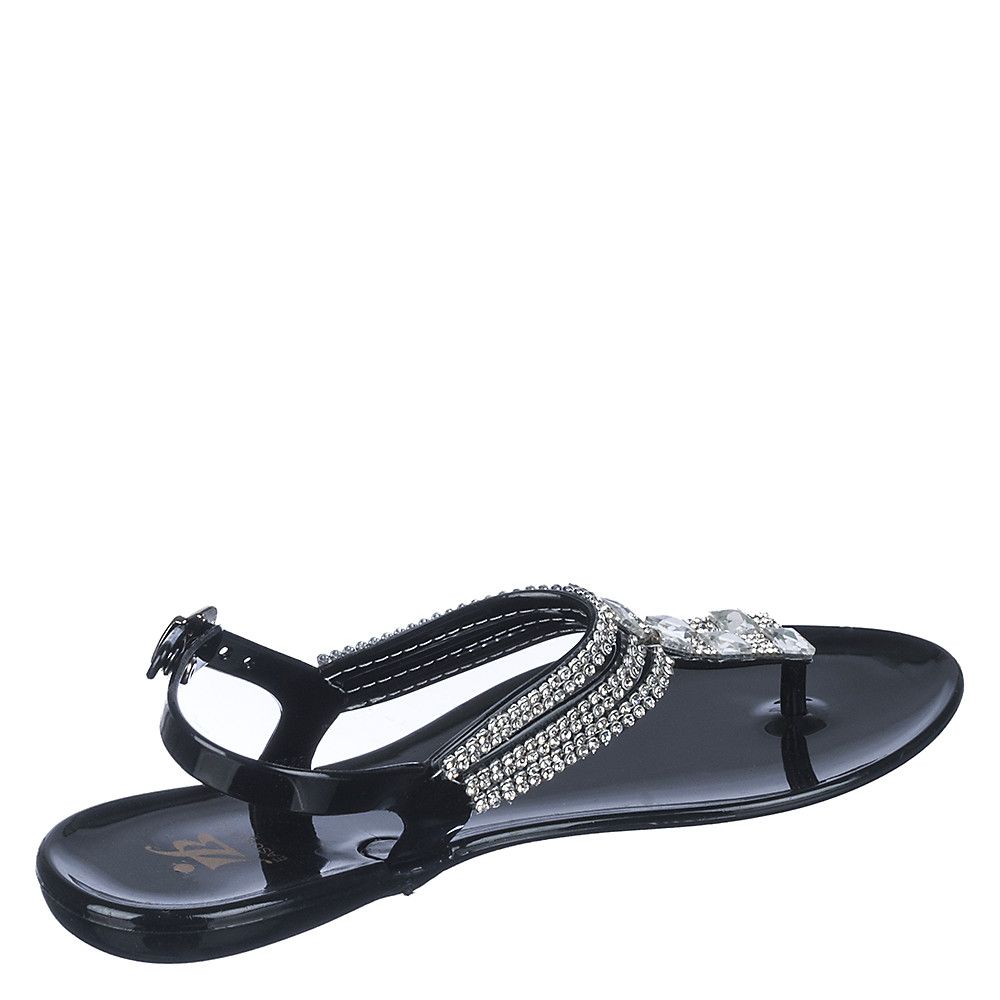 black jelly thong sandals