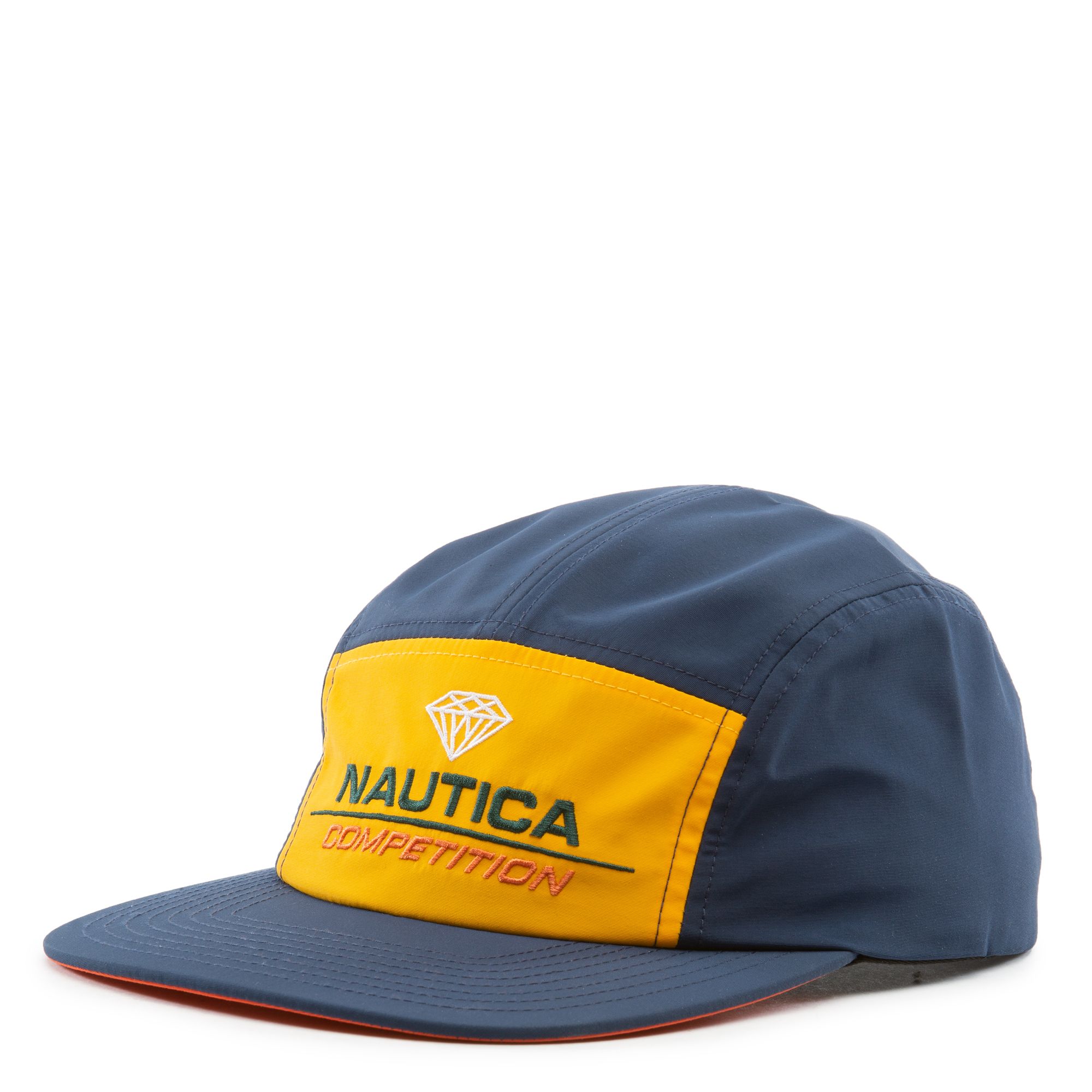 Custom Navy Adjustable Snapback Hat Orange-White Stitched - FansIdea