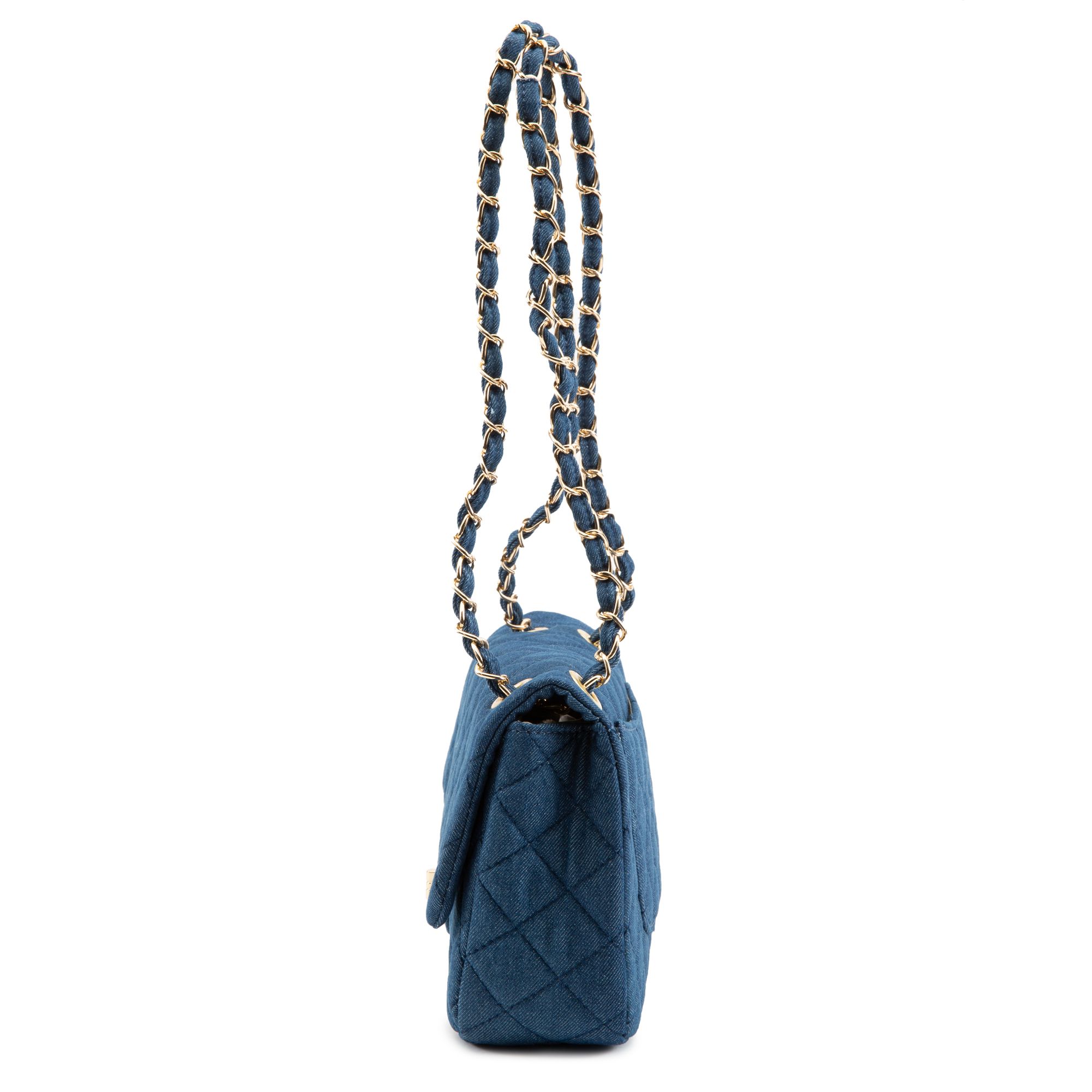 quilted denim shoulder bag