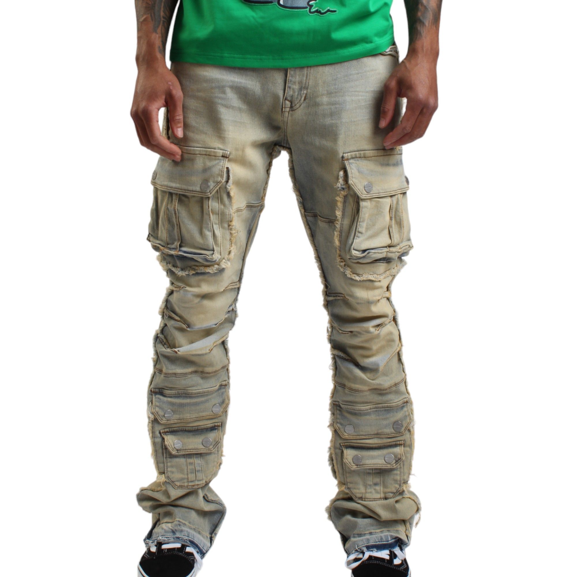 FIRST ROW Utility Cargo Stacked Jeans FRP3004-LST - Shiekh FIRST ROW Utility Cargo Stacked Jeans FRP3004-LST - Shiekh