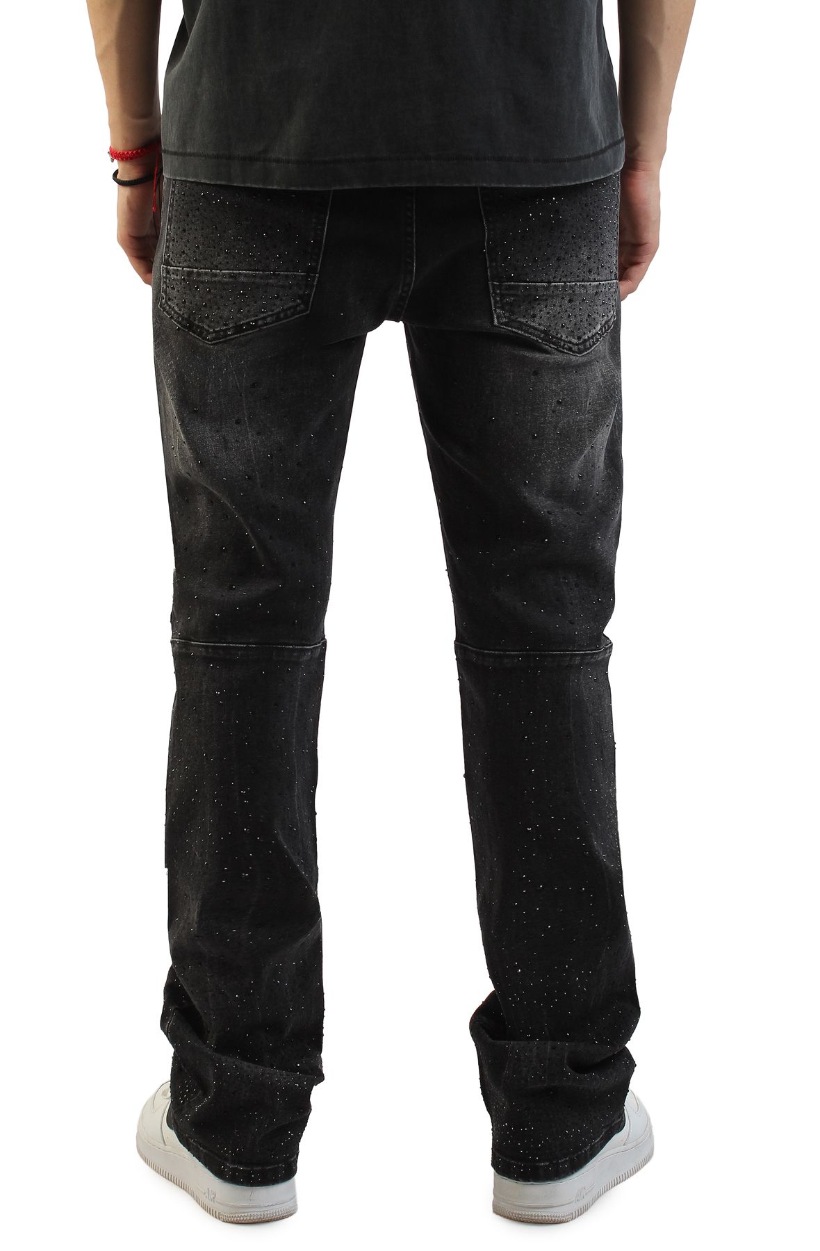 SMOKE RISE Rhinestone Speck Jeans JP25536SK-BLK - Shiekh