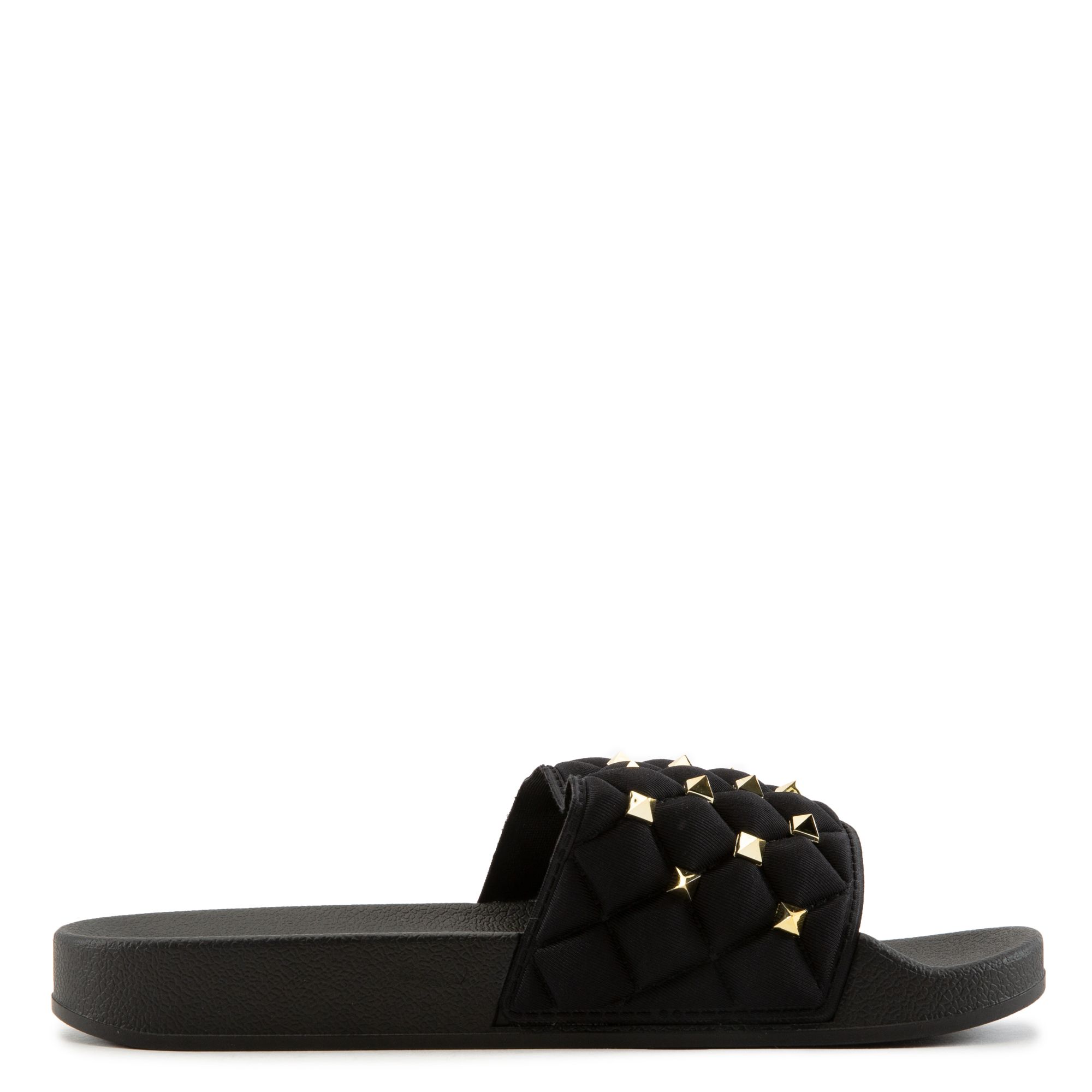 studded slides black