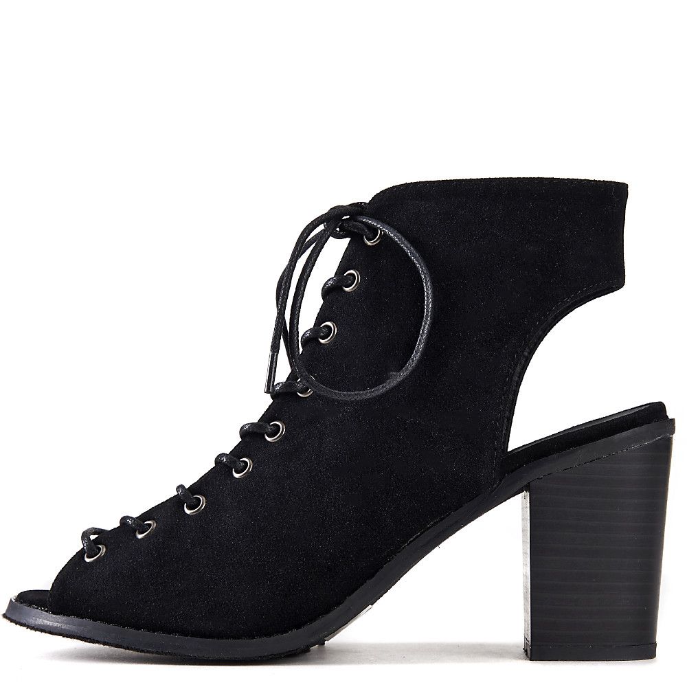 womens black lace up bootie