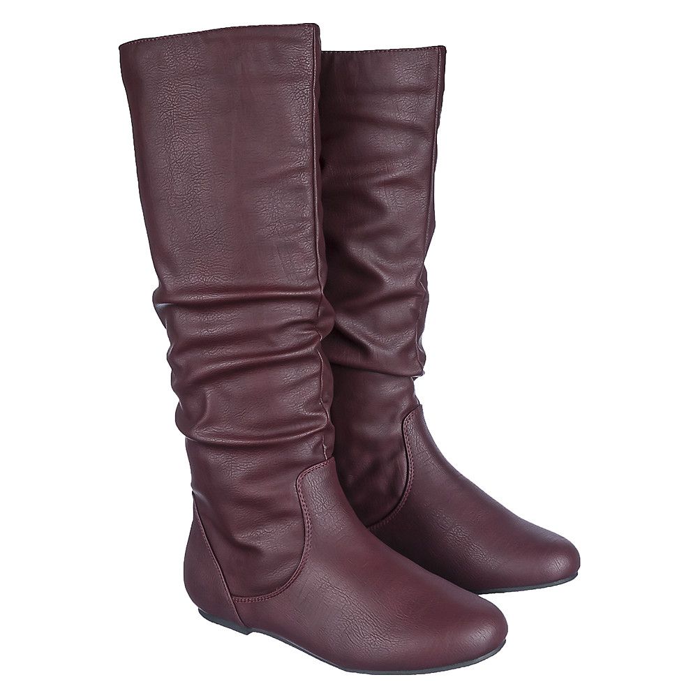SHIEKH Women's MidCalf Flat Boot Kalisa89 KALISA89/BURGUNDY Shiekh