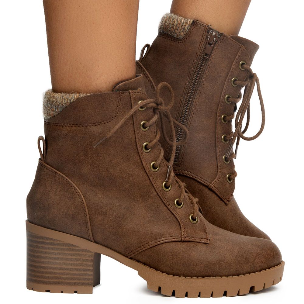 high ankle brown booties