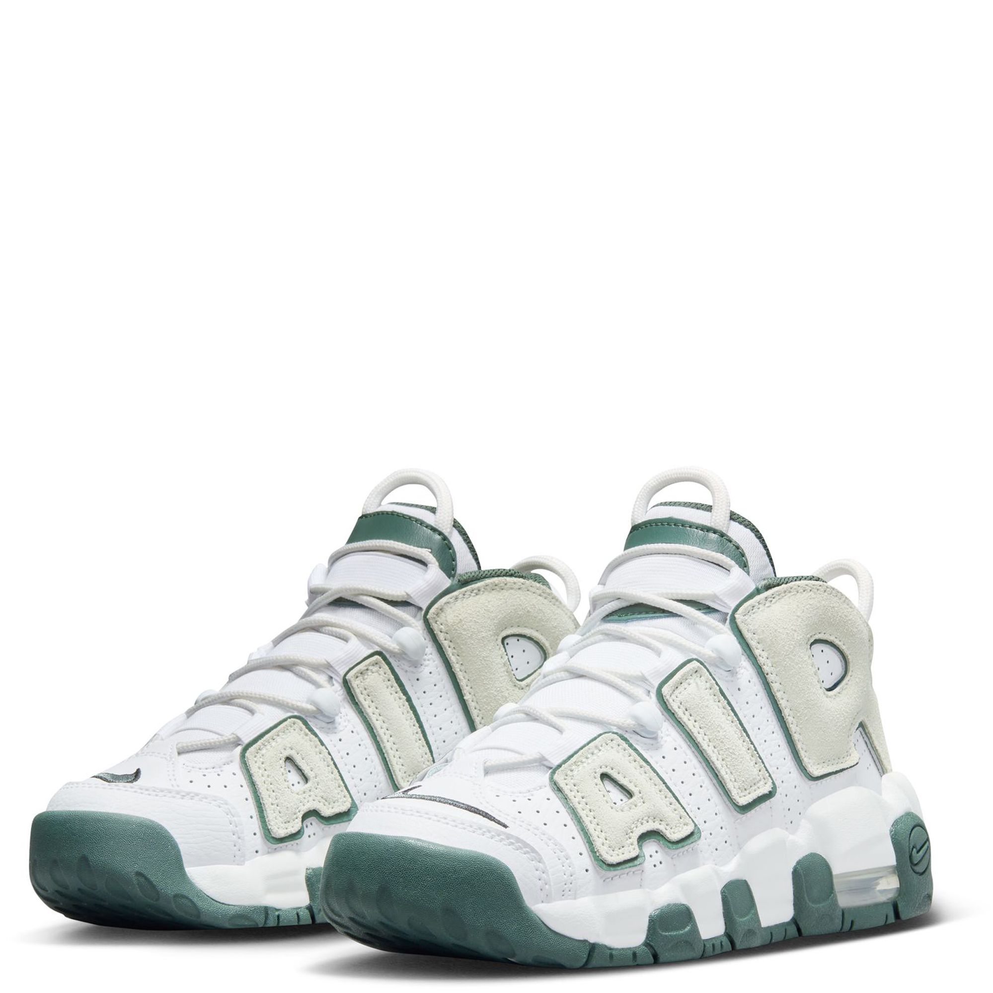 Nike uptempo white and green outlet