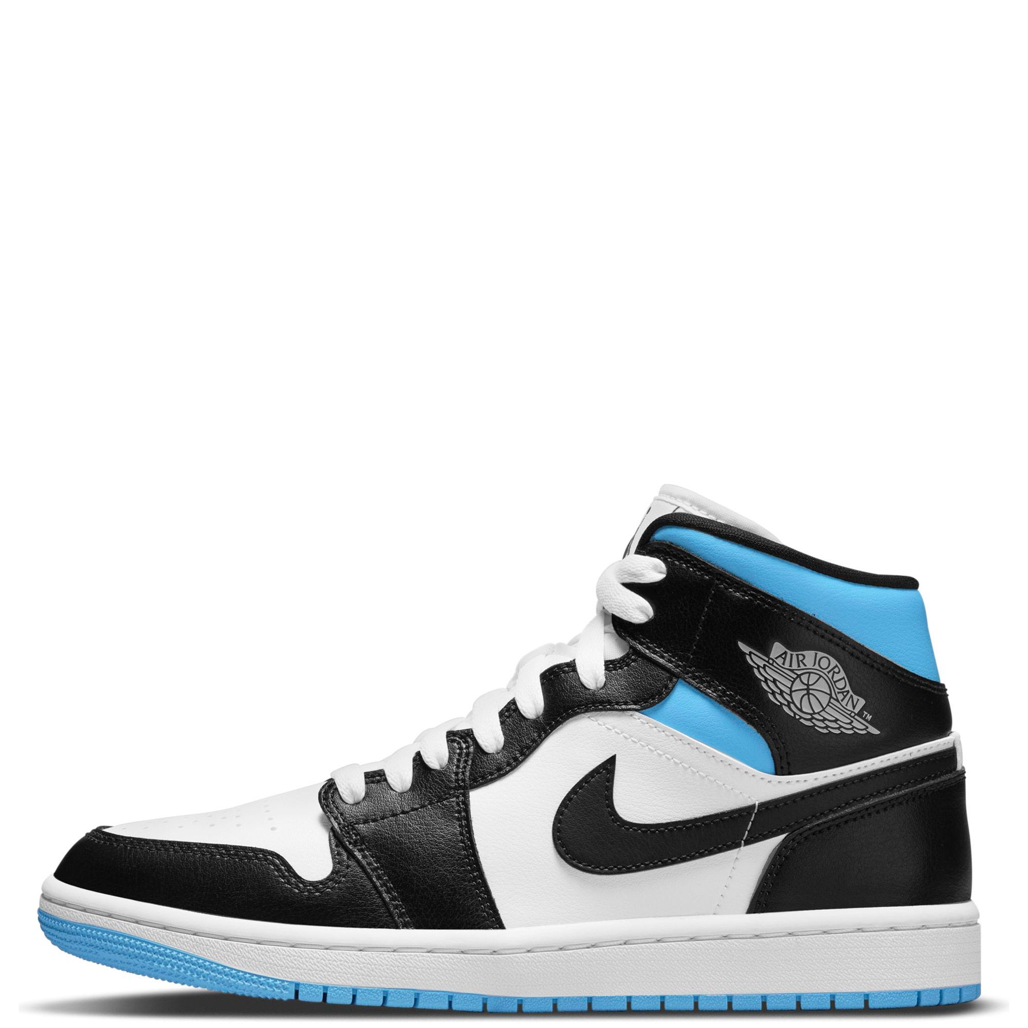 Air Jordan 1 Mid Women White Black University Blue