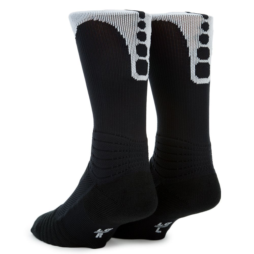 Nike Elite Versatility High Quarter Basketball Socks - Black/Black/White -  M 