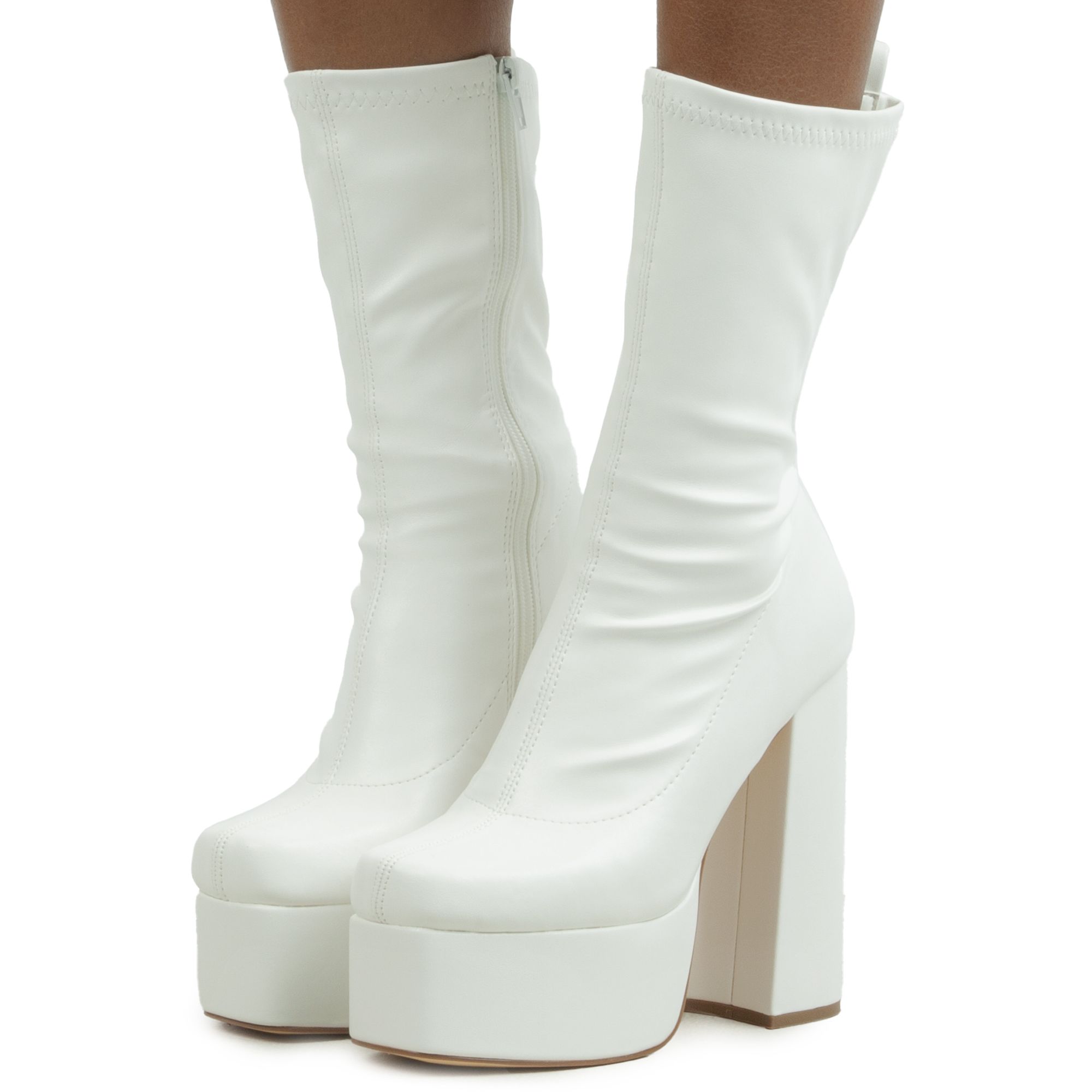 LILIANA Simone-5 Platform Bootie SIMONE-5-WHT - Shiekh