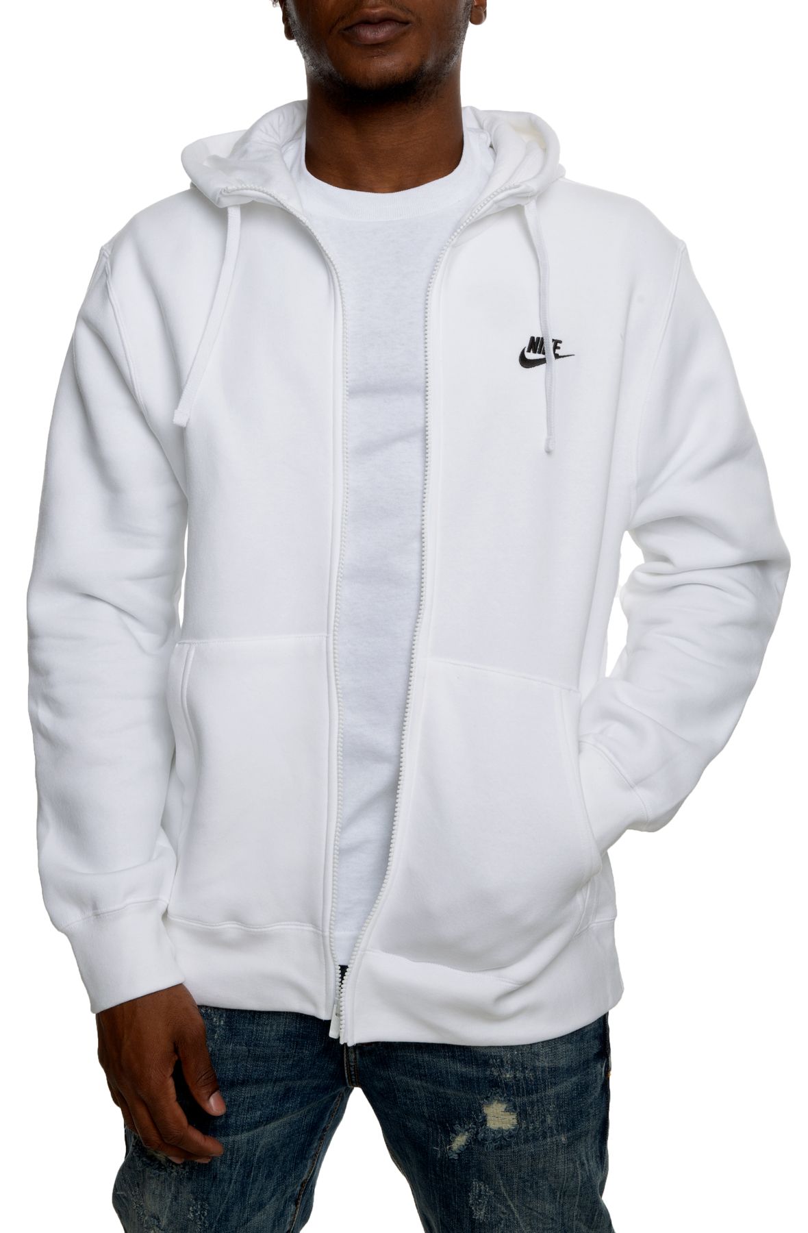 white hoodie zip up
