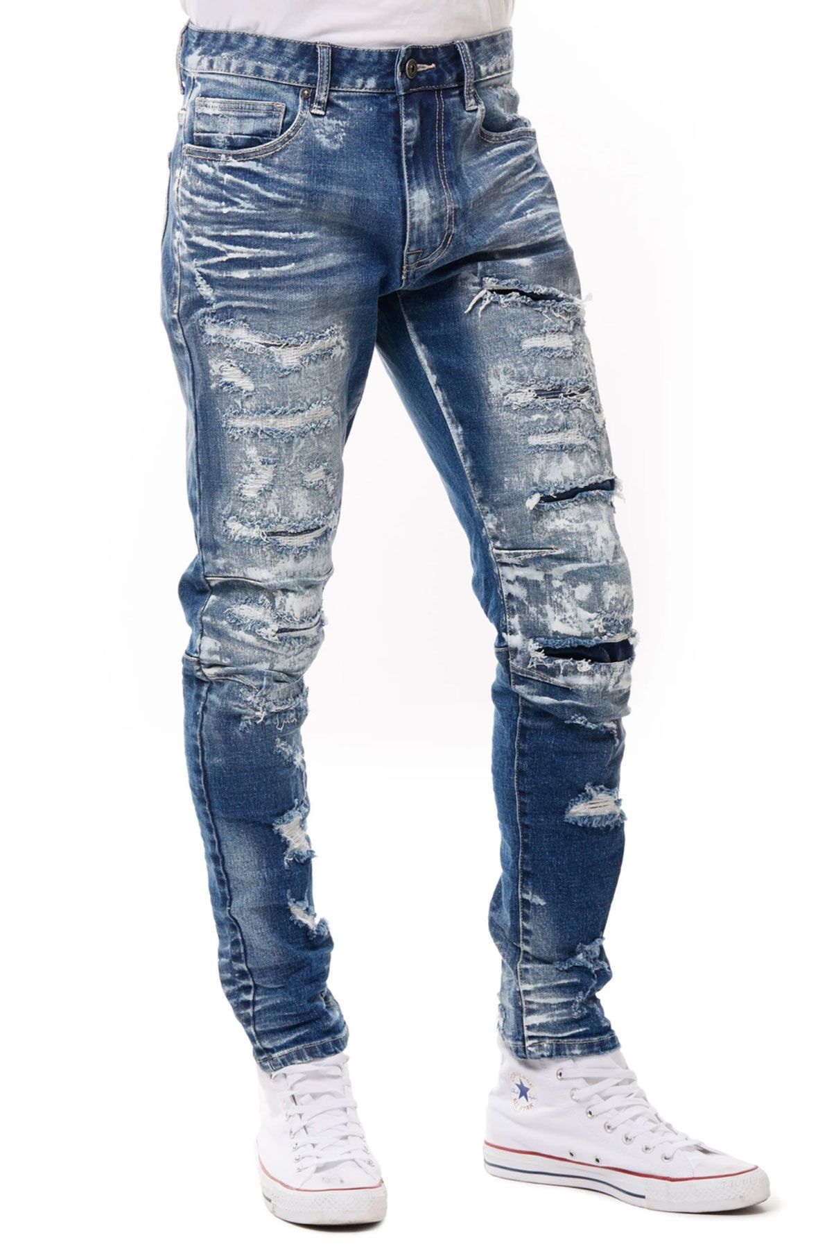 SMOKE RISE Keef Shredded Jeans JP20126-BLSHBL - Shiekh