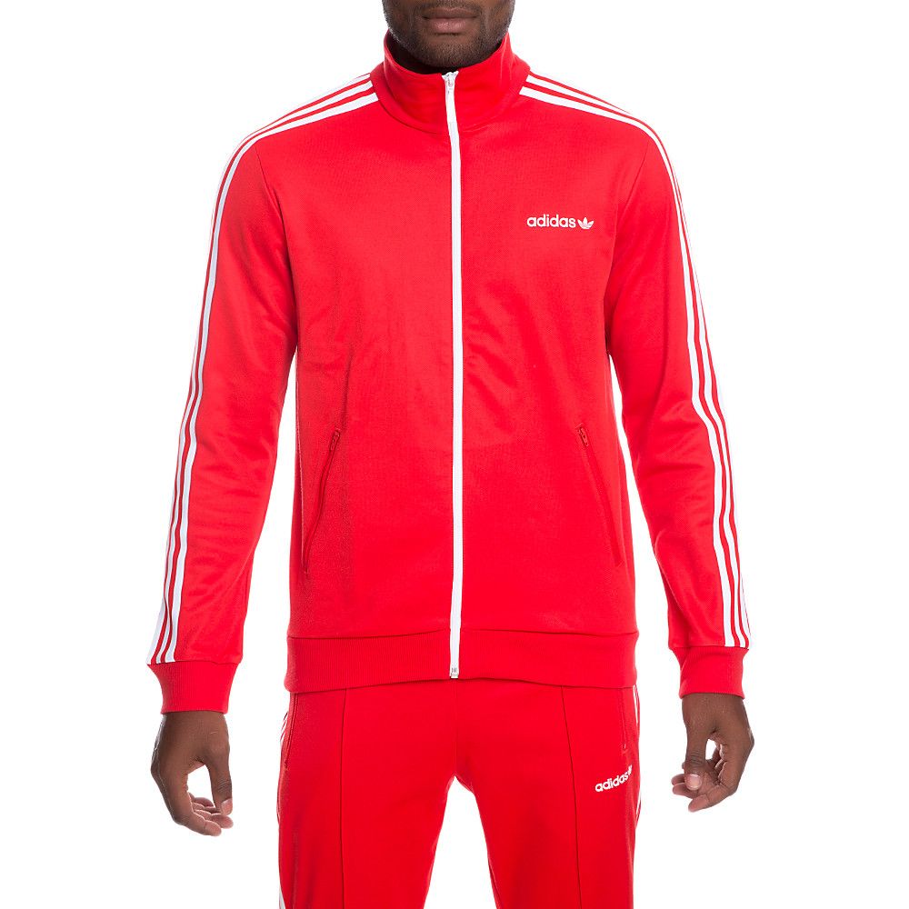 adidas beckenbauer track jacket red