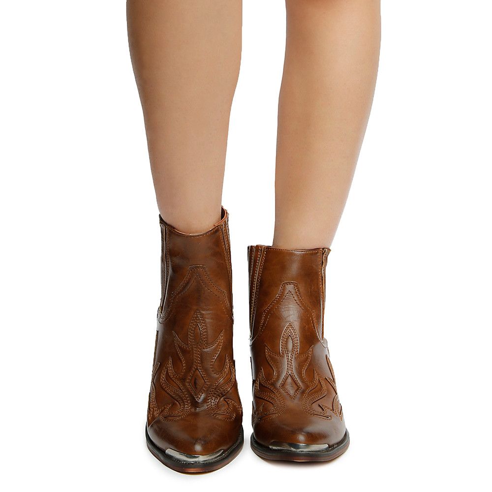 YOKI Women's Western Bootie - Suede Ankle Boot With Color Block Design