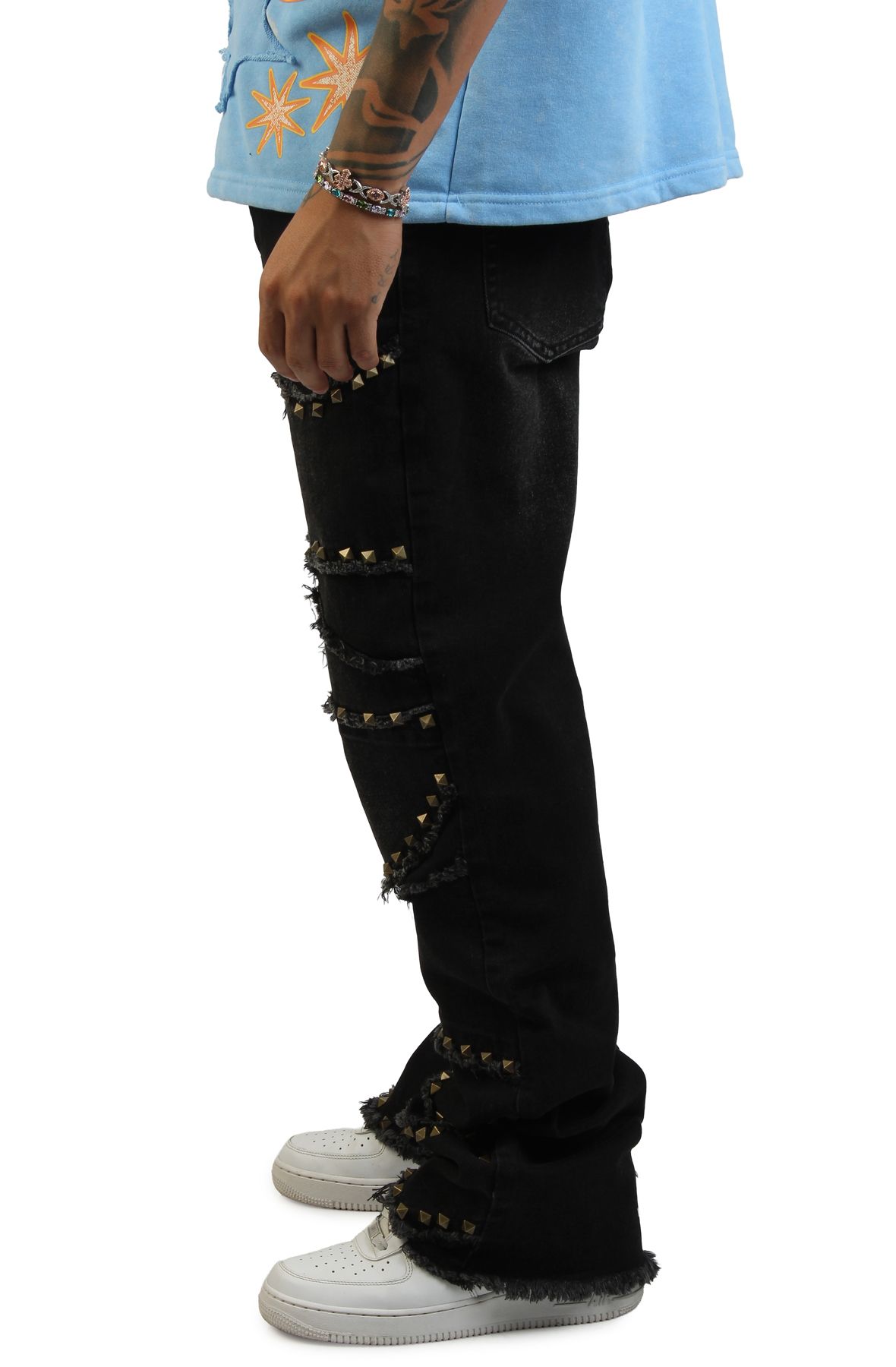 HIGH CALIBER Cluster Pyramid Stud Denim C14211N-BLK - Shiekh
