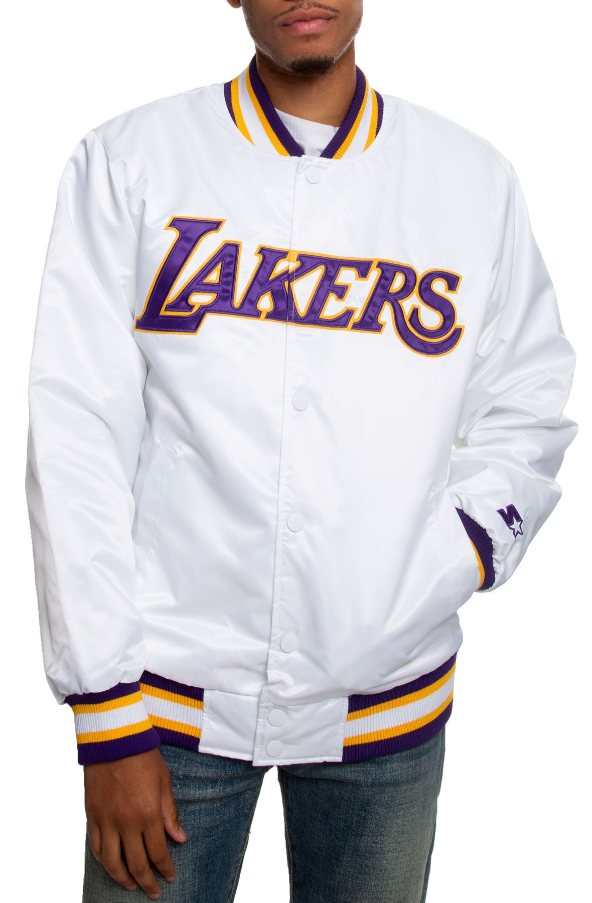 Men's Los Angeles Lakers Starter White/Purple The Pro III Quarter-Zip  Hoodie Jacket