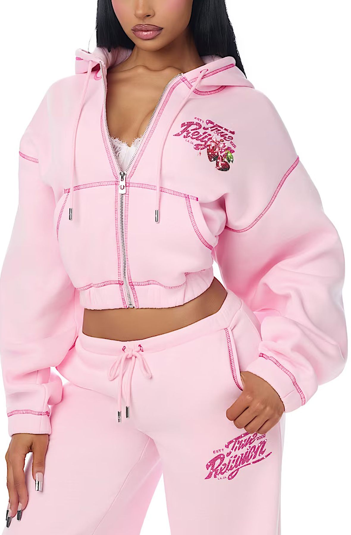 TRUE RELIGION crystal cherry girlfriend zip hoodie 211294C - Shiekh