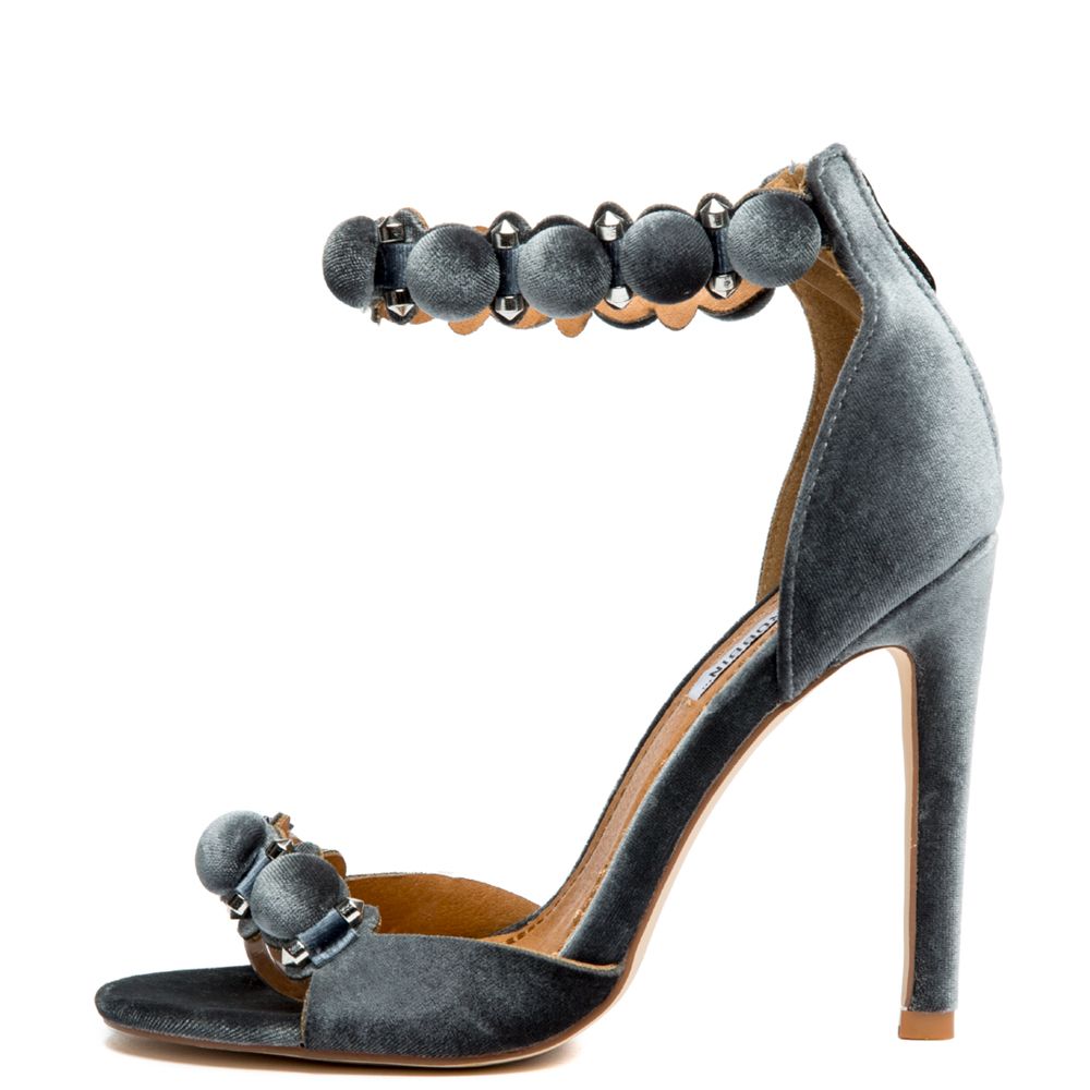 gray velvet heels
