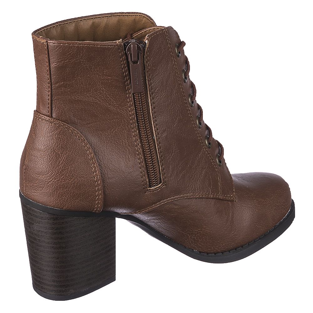 SHIEKH Women's Low Heel Lace-Up Boot Korman-S FD KORMAN-S/COGNAC - Shiekh