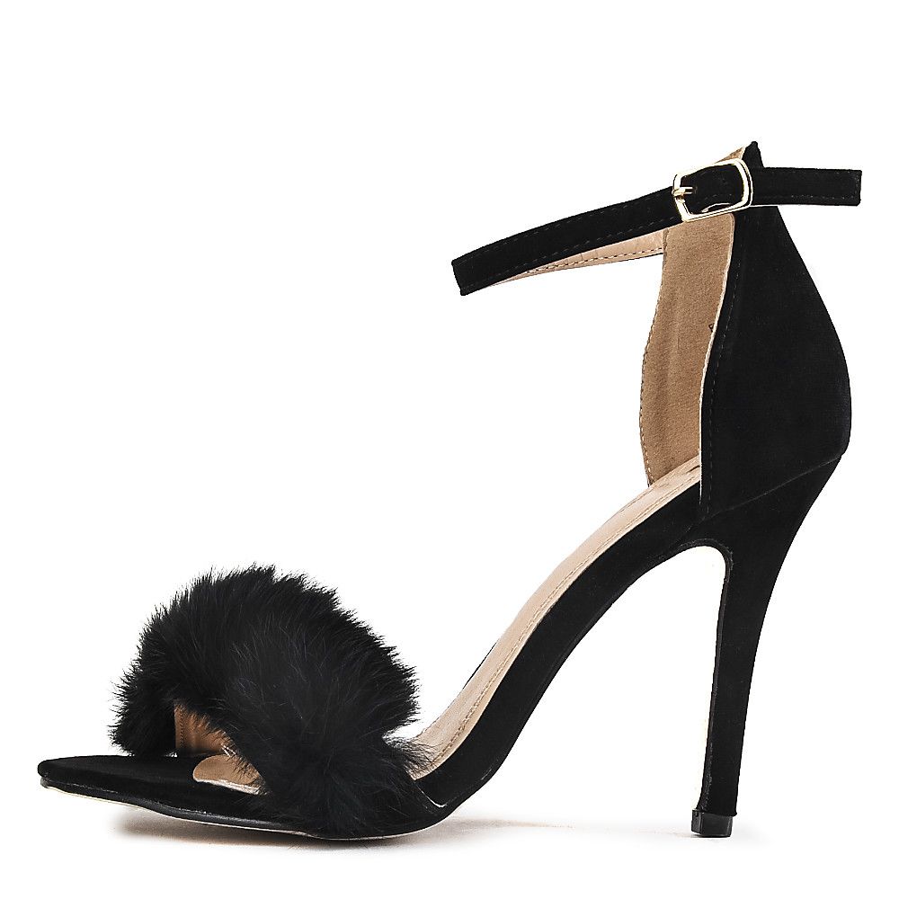 heels with fur on toe