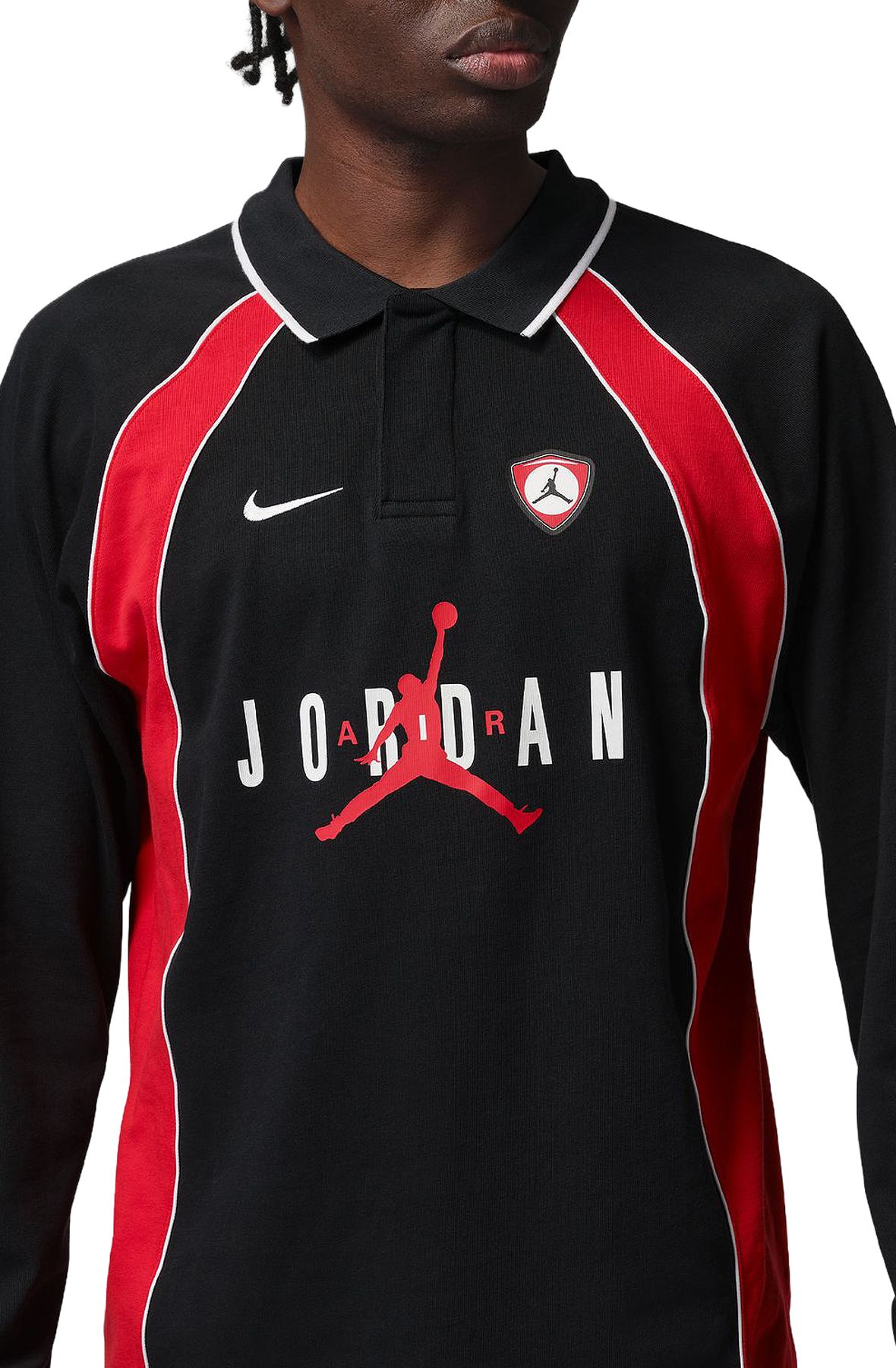 JORDAN Flight Long-Sleeve Polo Jersey IF1915 010 - Shiekh