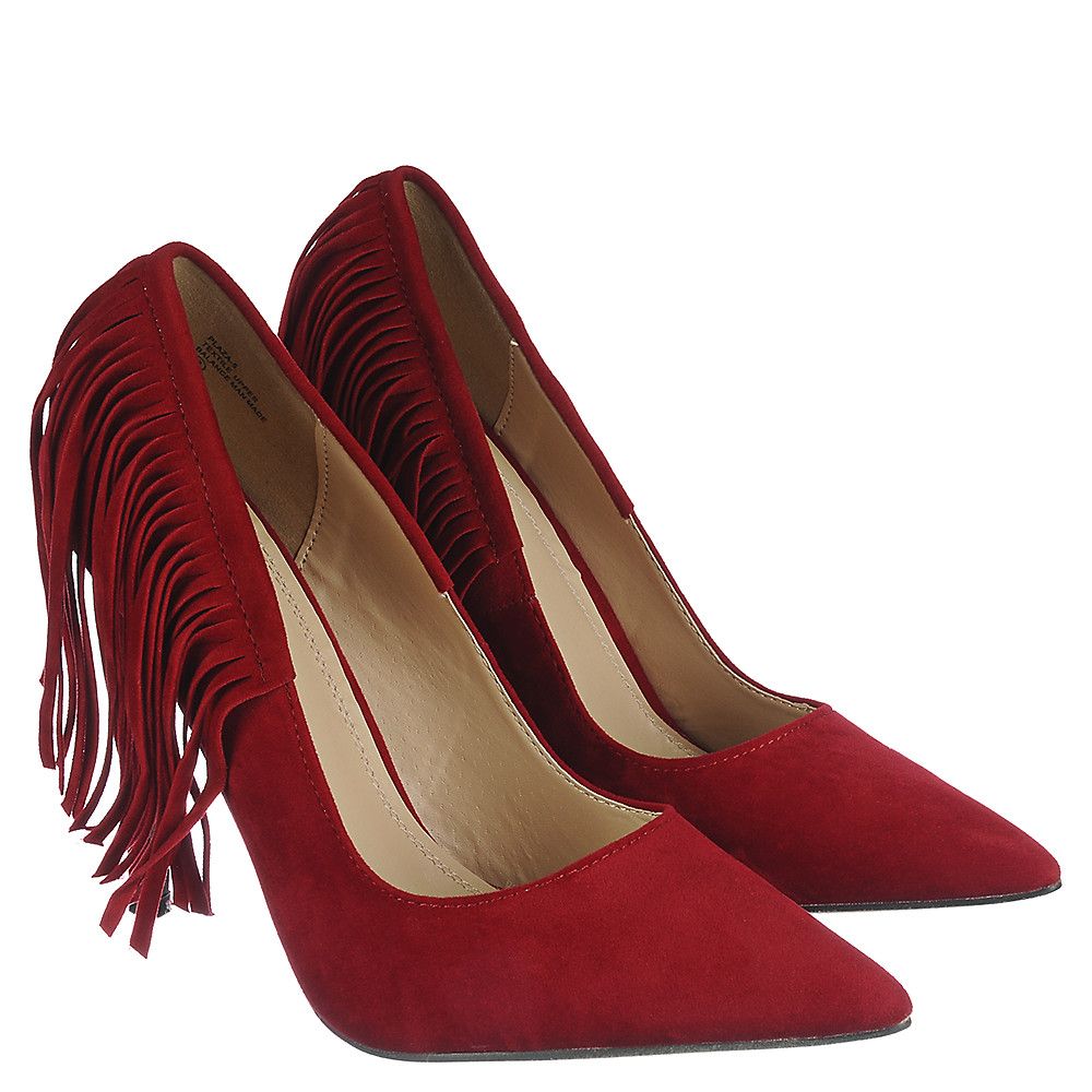 red fringe heels