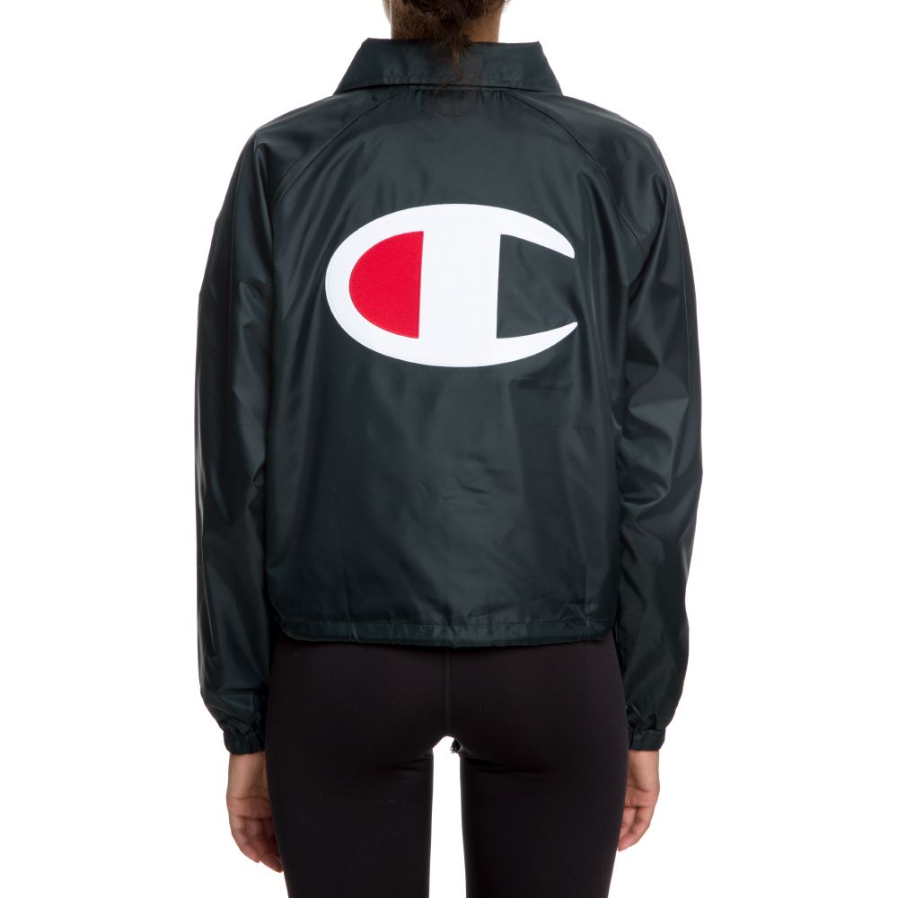champion crop black coaches jacket